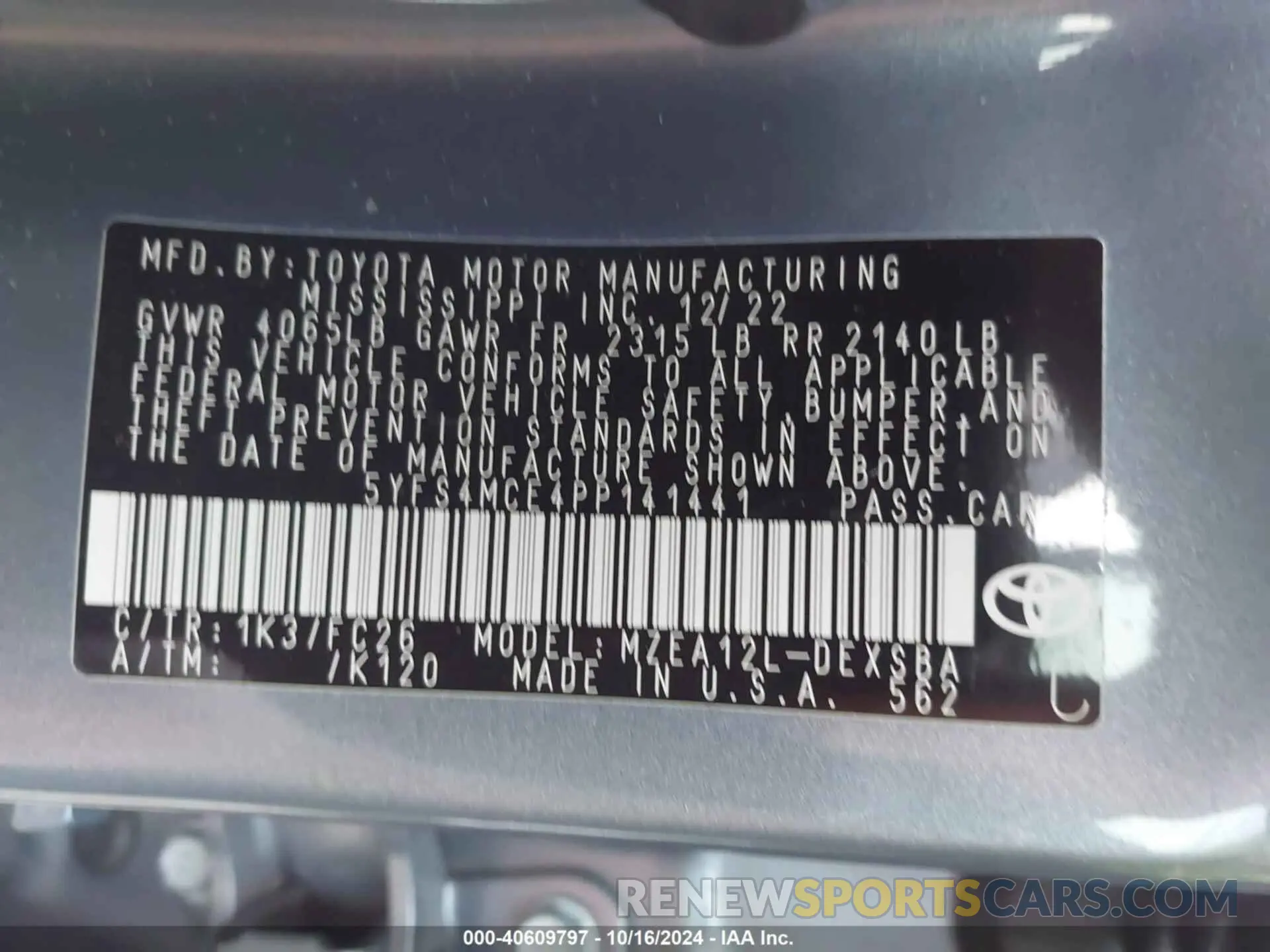 9 Photograph of a damaged car 5YFS4MCE4PP141441 TOYOTA COROLLA 2023