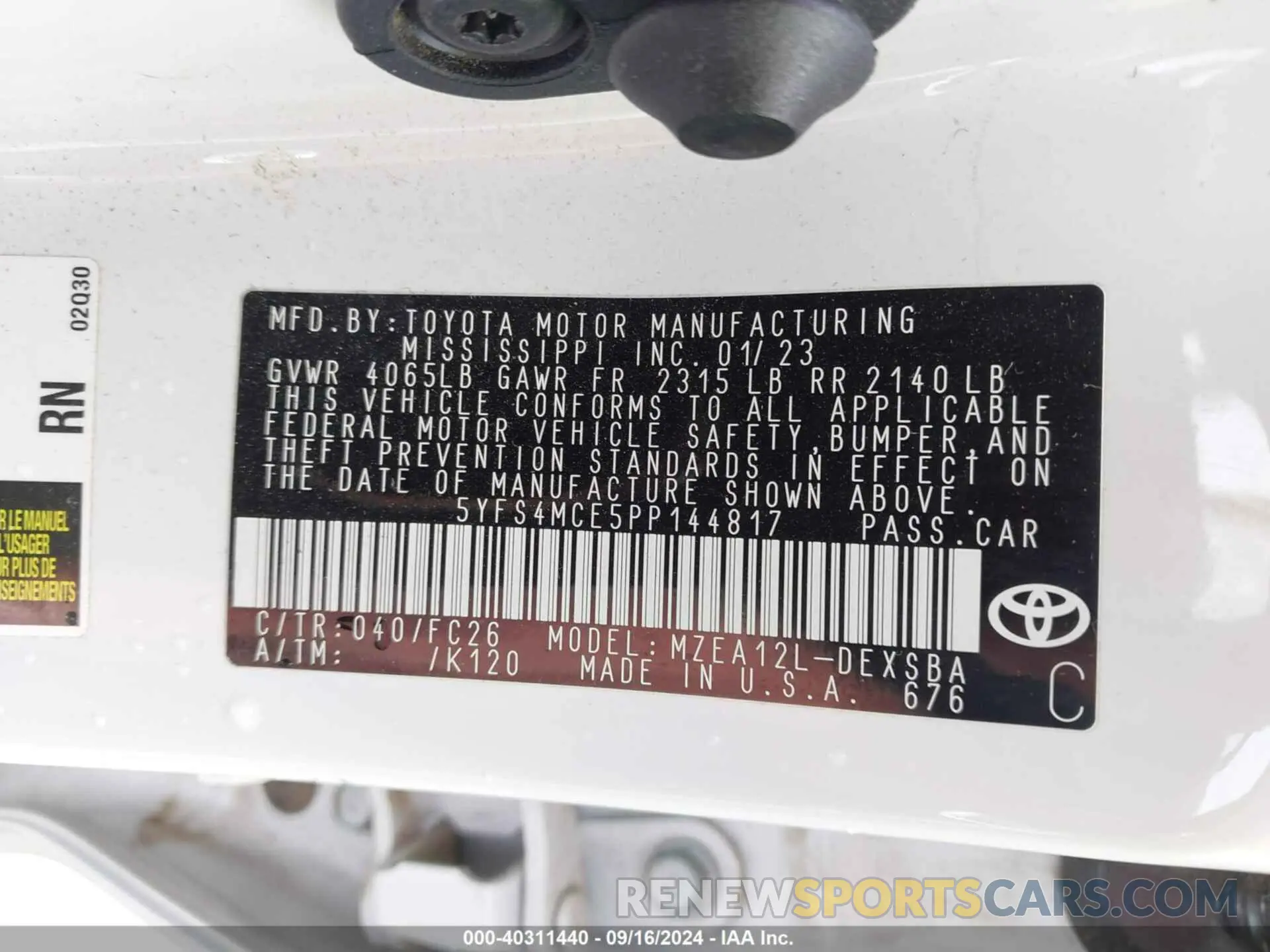 9 Photograph of a damaged car 5YFS4MCE5PP144817 TOYOTA COROLLA 2023