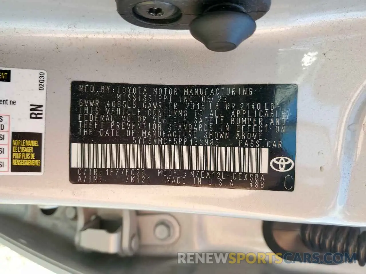 13 Photograph of a damaged car 5YFS4MCE5PP153985 TOYOTA COROLLA 2023