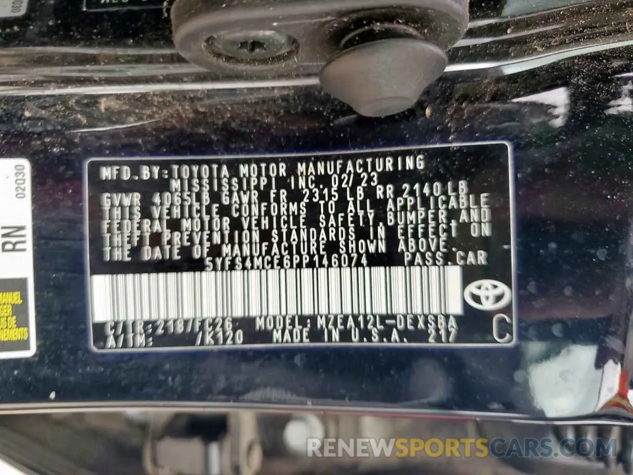 12 Photograph of a damaged car 5YFS4MCE6PP146074 TOYOTA COROLLA 2023