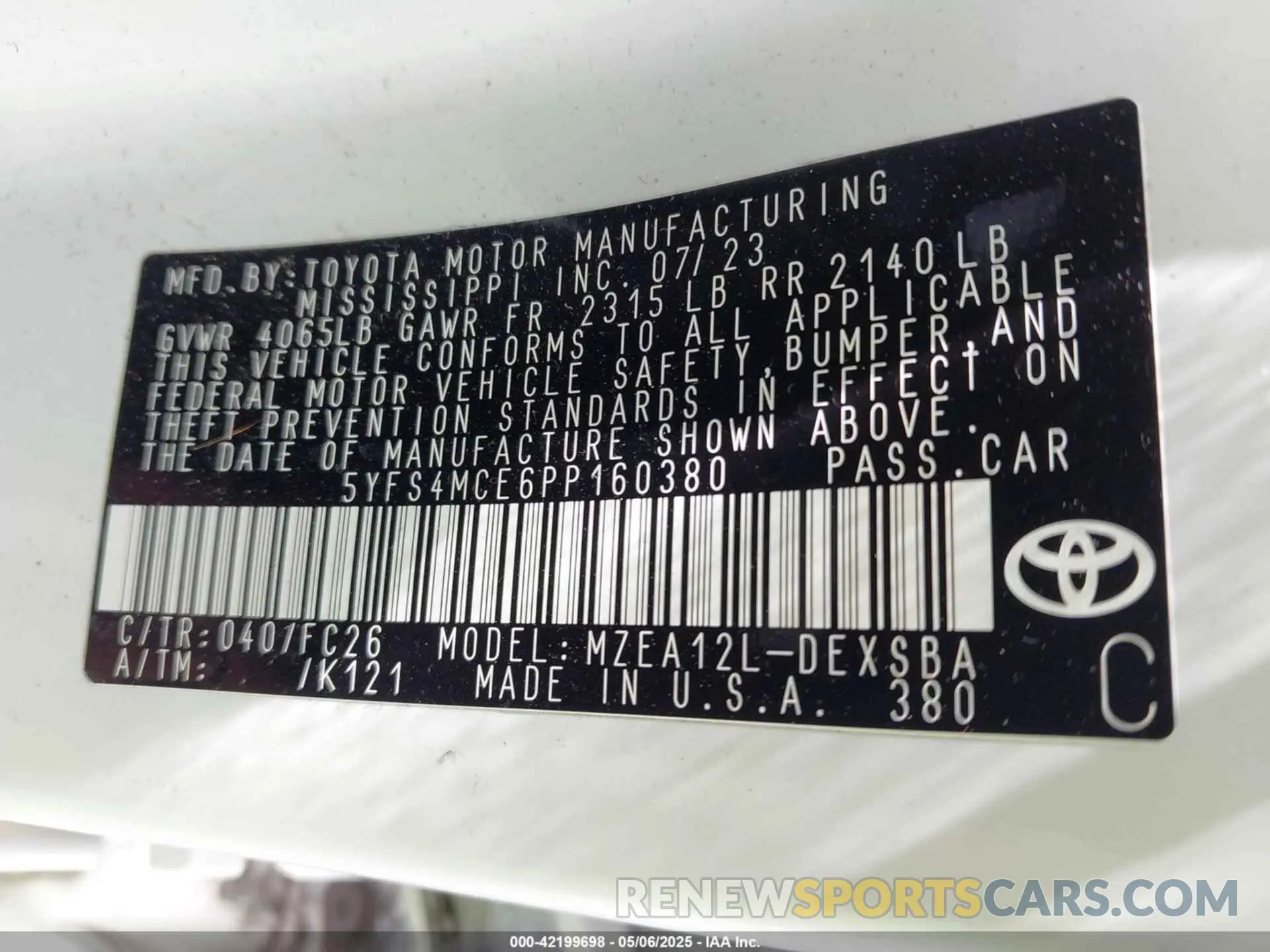9 Photograph of a damaged car 5YFS4MCE6PP160380 TOYOTA COROLLA 2023