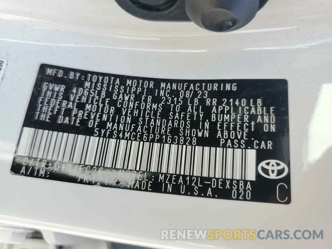12 Photograph of a damaged car 5YFS4MCE6PP163828 TOYOTA COROLLA 2023