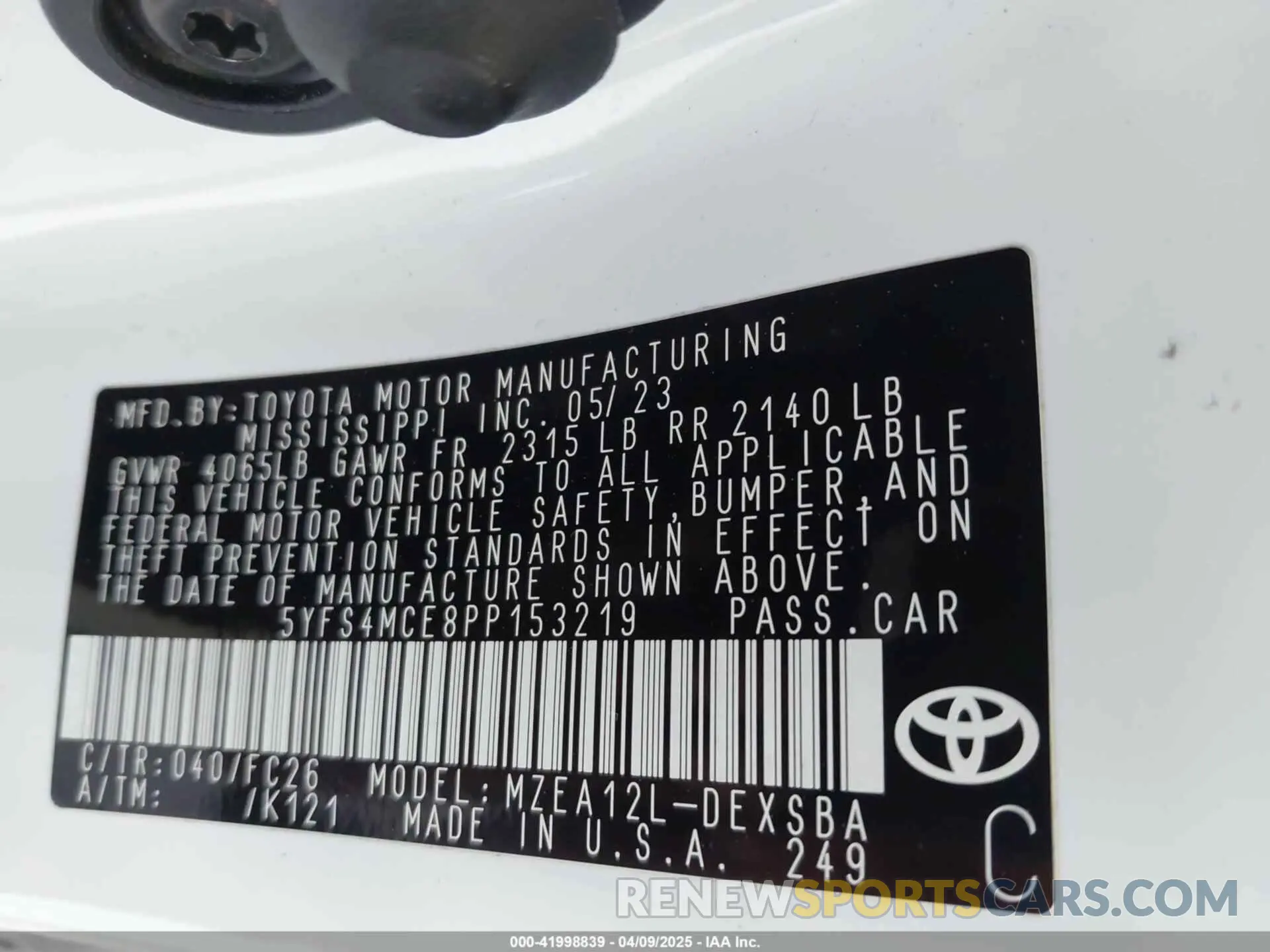 9 Photograph of a damaged car 5YFS4MCE8PP153219 TOYOTA COROLLA 2023