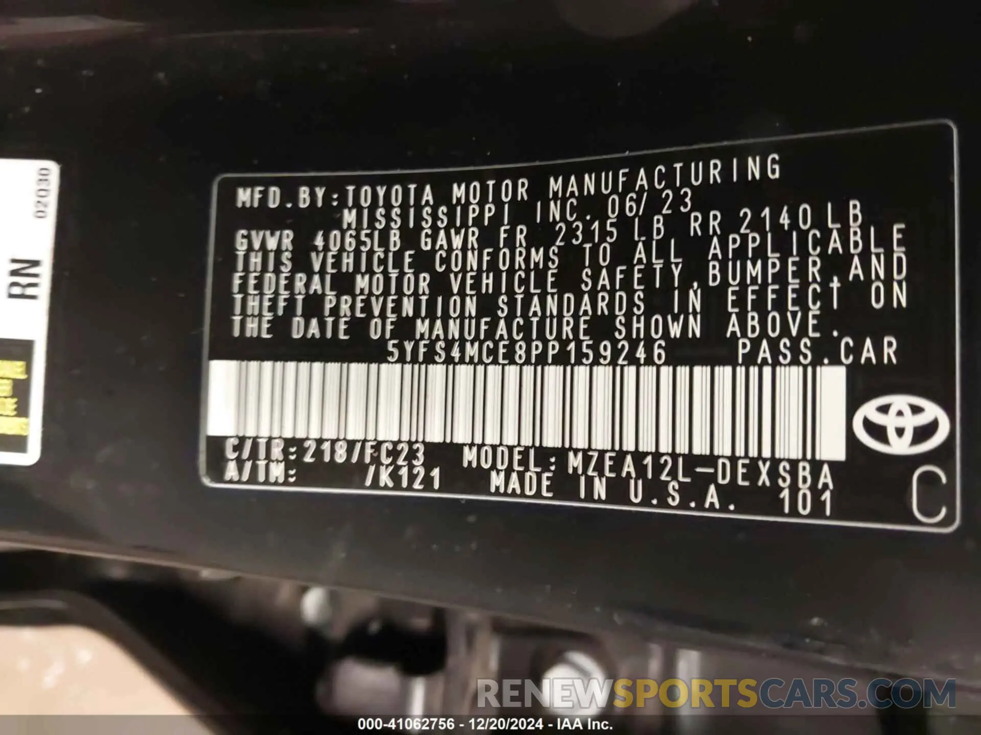 9 Photograph of a damaged car 5YFS4MCE8PP159246 TOYOTA COROLLA 2023