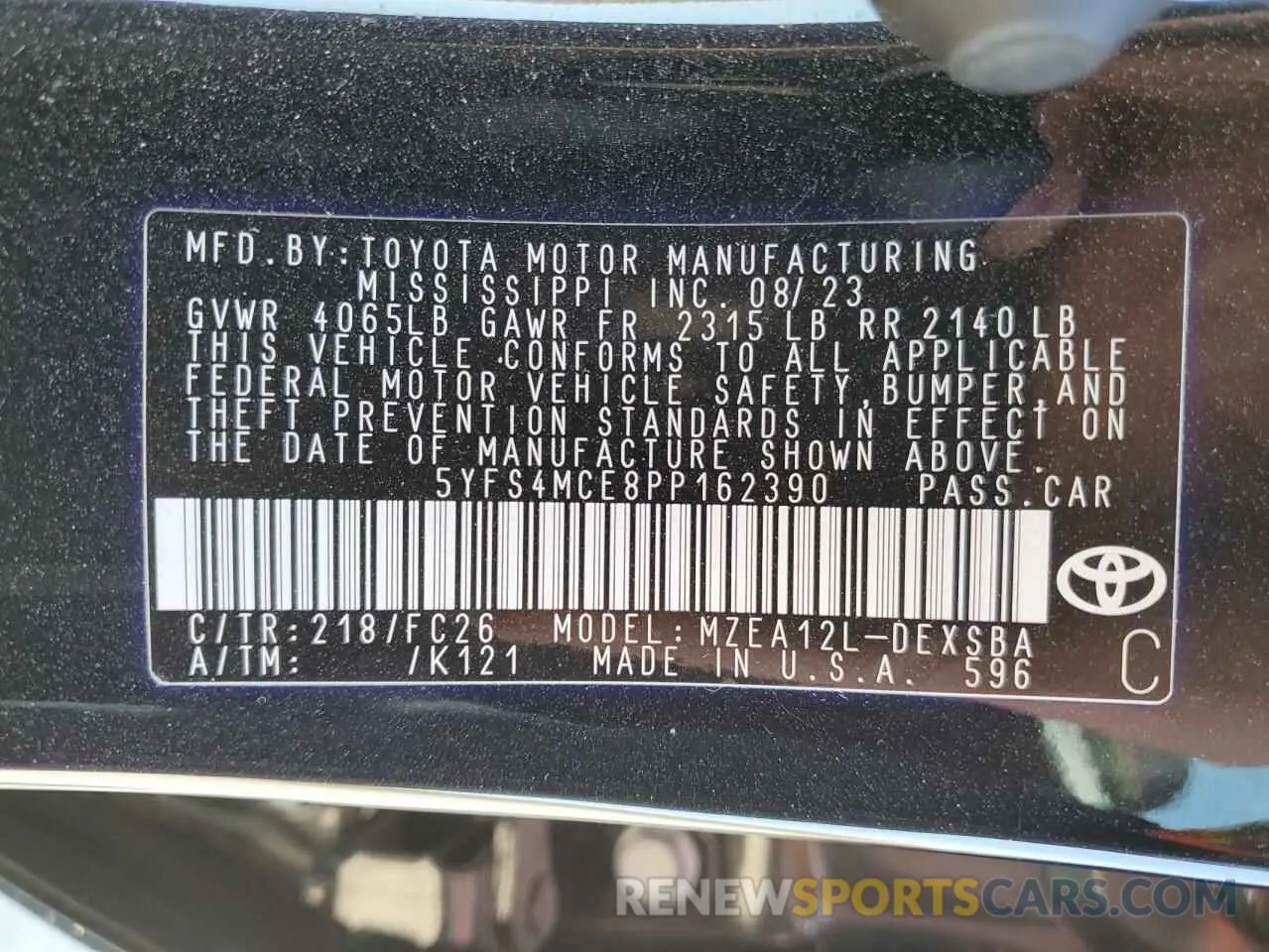 12 Photograph of a damaged car 5YFS4MCE8PP162390 TOYOTA COROLLA 2023
