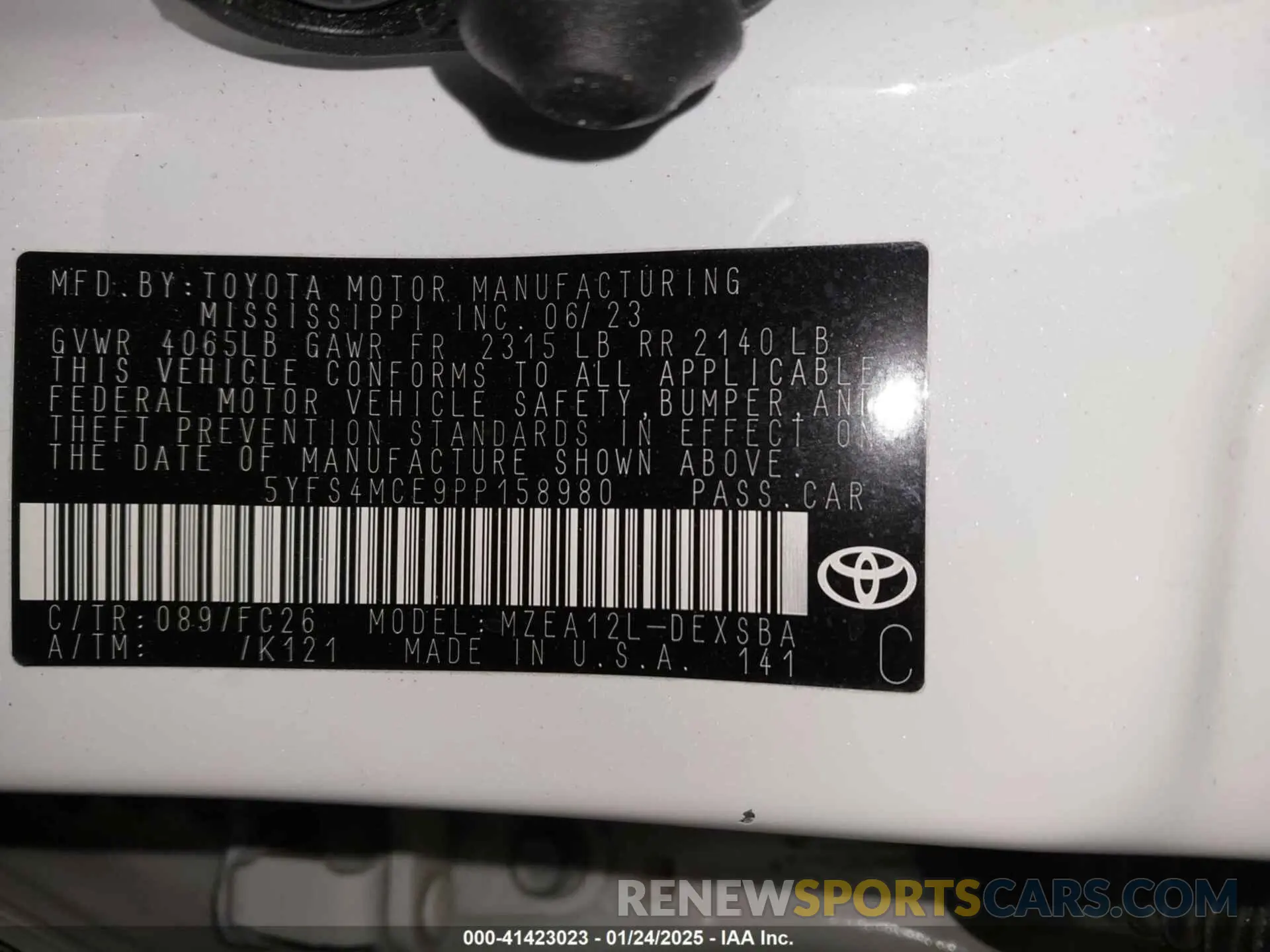 9 Photograph of a damaged car 5YFS4MCE9PP158980 TOYOTA COROLLA 2023