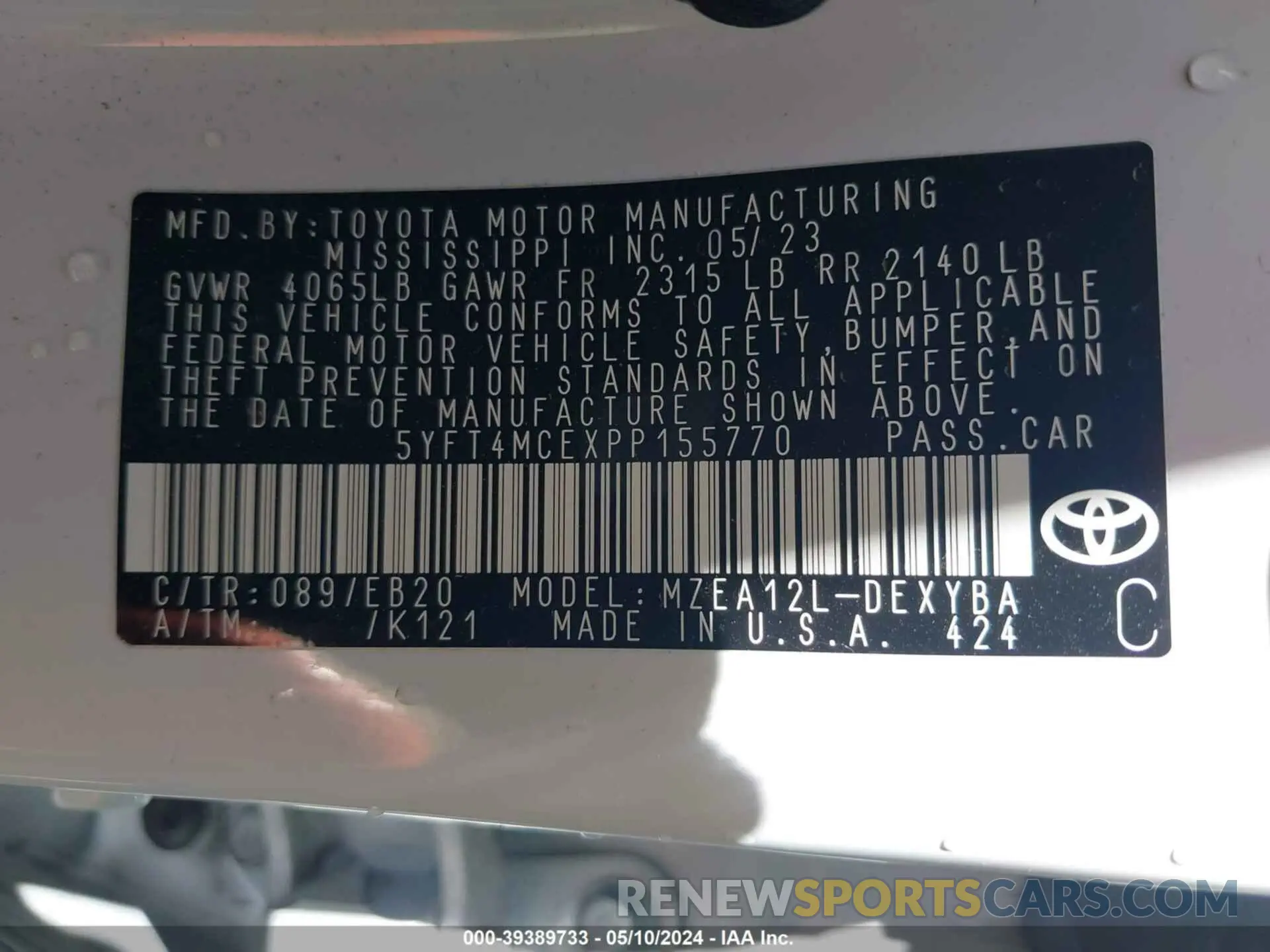 9 Photograph of a damaged car 5YFT4MCEXPP155770 TOYOTA COROLLA 2023
