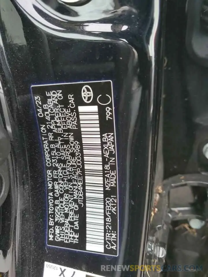 13 Photograph of a damaged car JTDB4MEE7PJ003989 TOYOTA COROLLA 2023