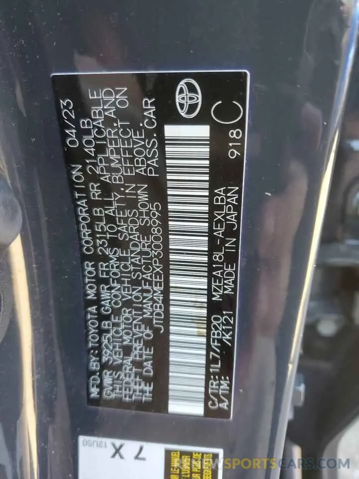 13 Photograph of a damaged car JTDB4MEEXP3008995 TOYOTA COROLLA 2023