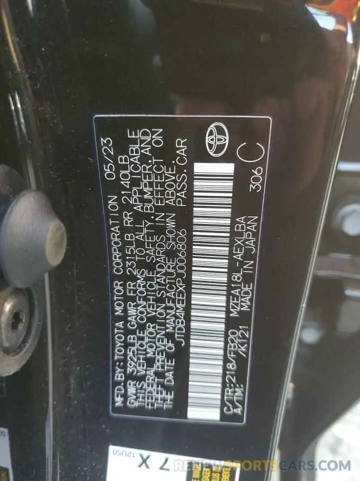 12 Photograph of a damaged car JTDB4MEEXPJ006806 TOYOTA COROLLA 2023