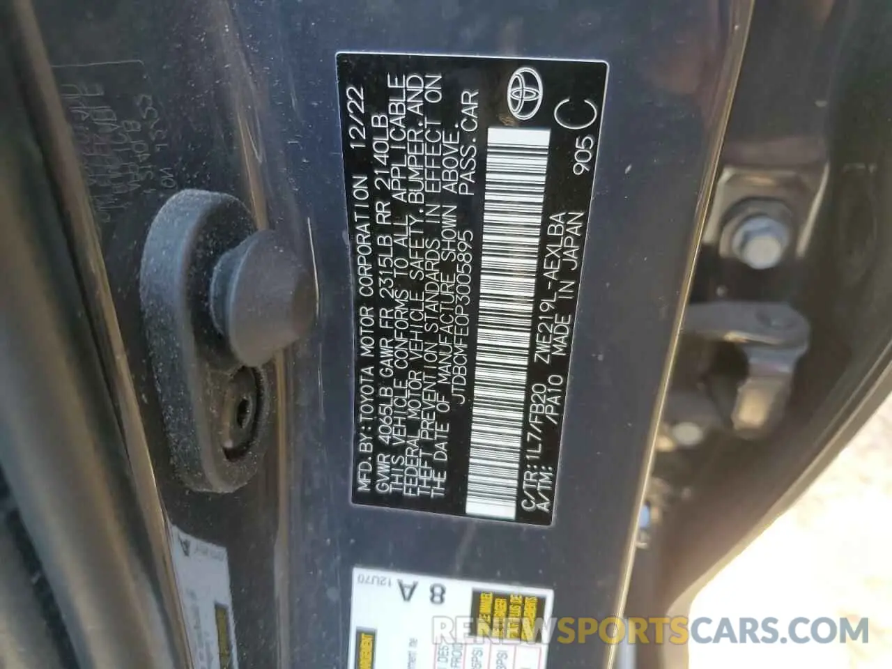 12 Photograph of a damaged car JTDBCMFE0P3005895 TOYOTA COROLLA 2023