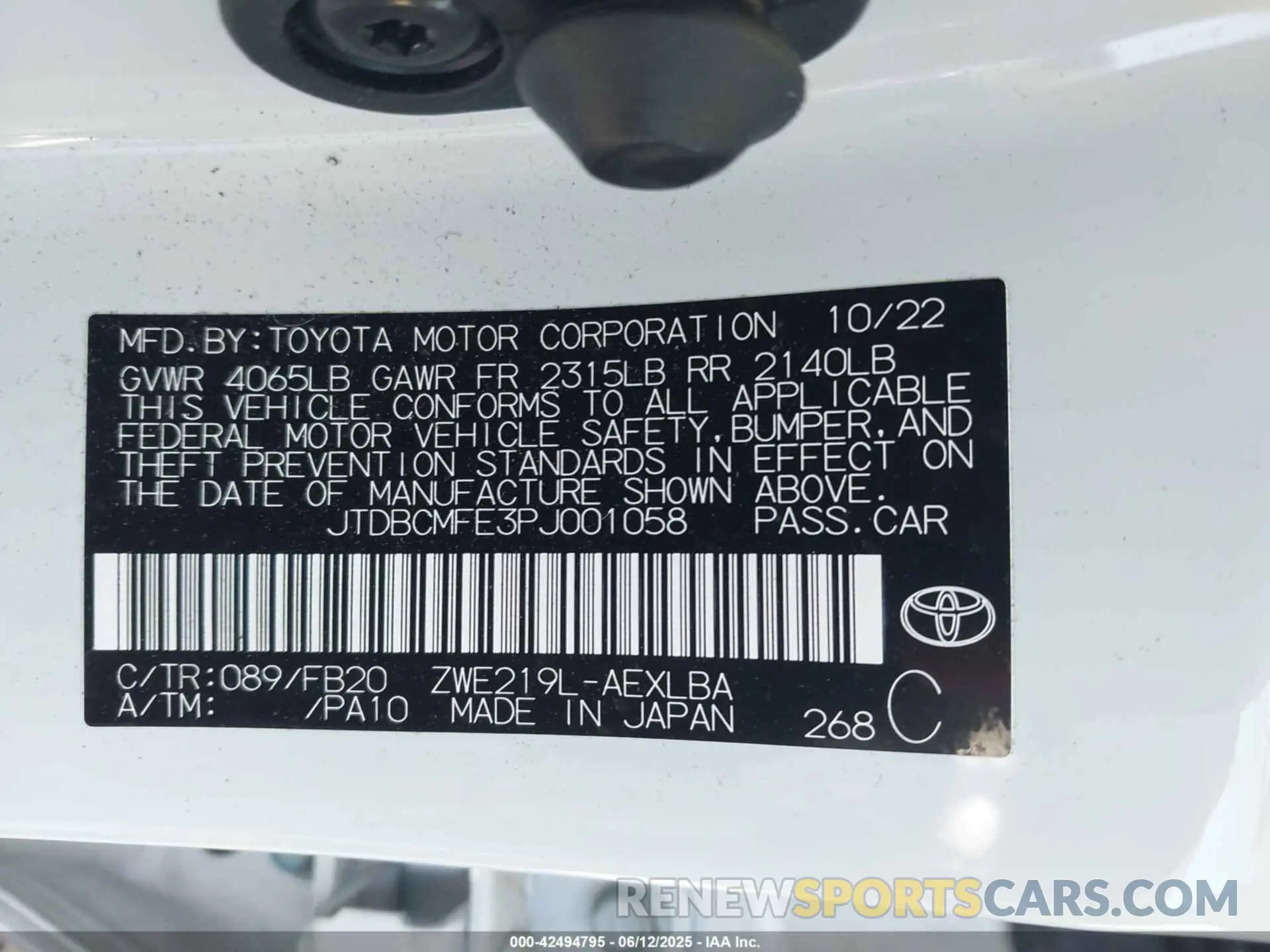 9 Photograph of a damaged car JTDBCMFE3PJ001058 TOYOTA COROLLA 2023