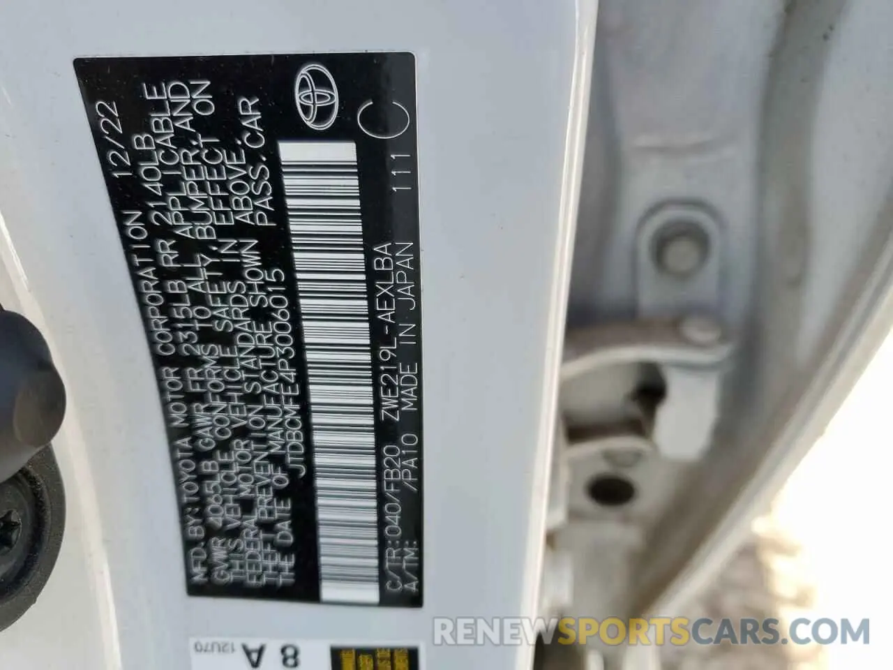 13 Photograph of a damaged car JTDBCMFE4P3006015 TOYOTA COROLLA 2023