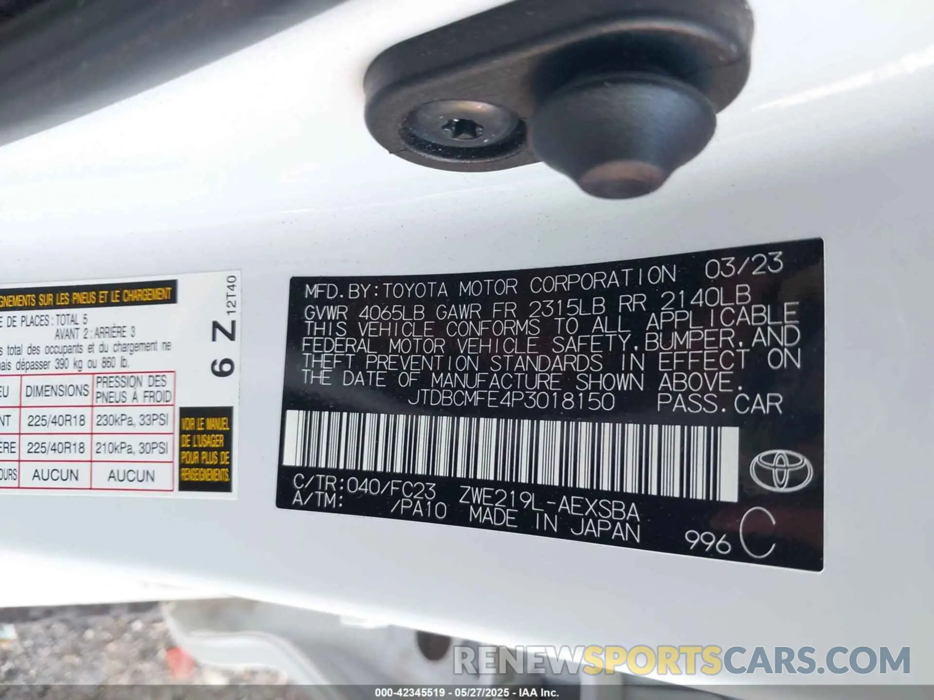 9 Photograph of a damaged car JTDBCMFE4P3018150 TOYOTA COROLLA 2023