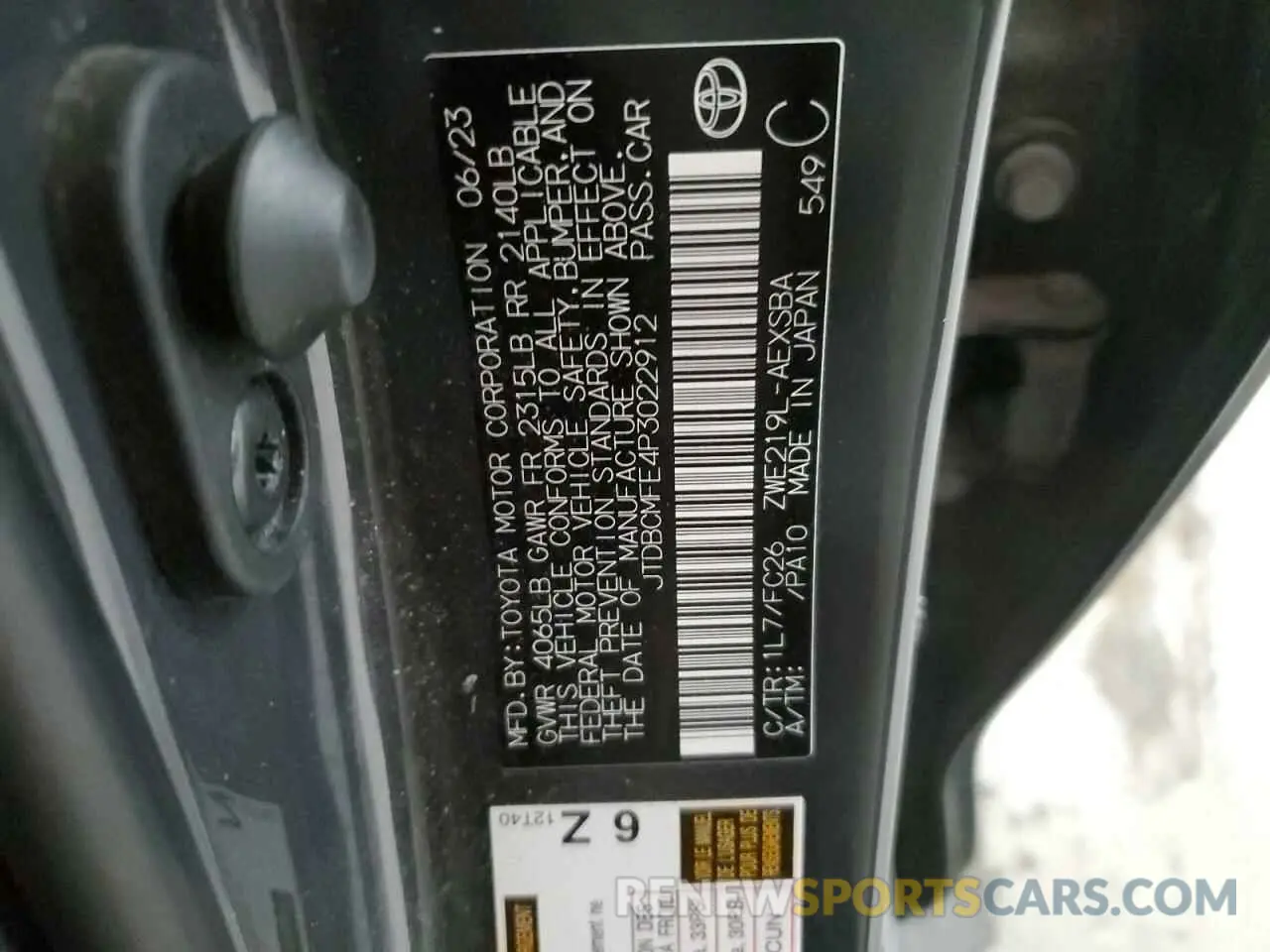 12 Photograph of a damaged car JTDBCMFE4P3022912 TOYOTA COROLLA 2023