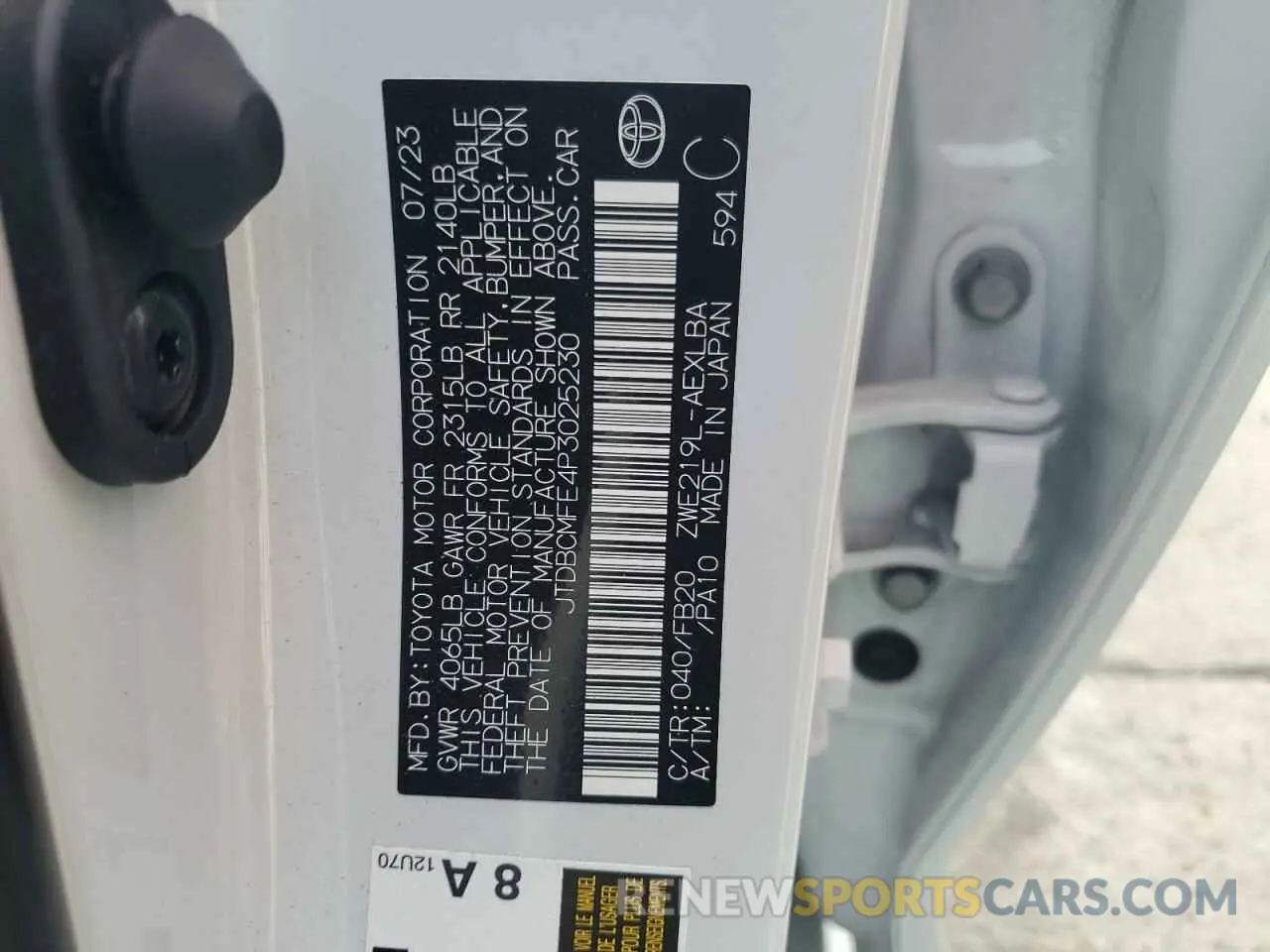 13 Photograph of a damaged car JTDBCMFE4P3025230 TOYOTA COROLLA 2023