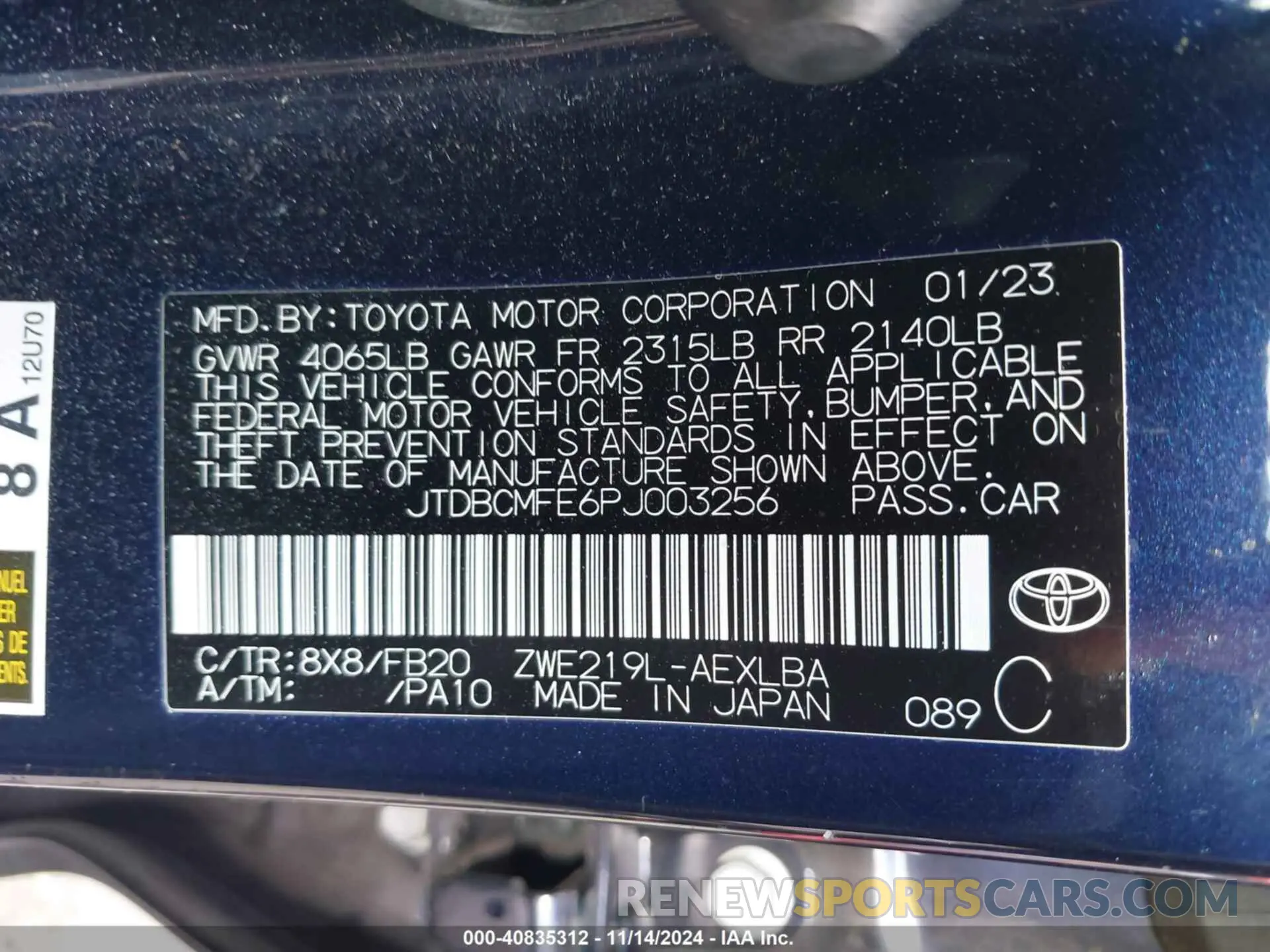 9 Photograph of a damaged car JTDBCMFE6PJ003256 TOYOTA COROLLA 2023
