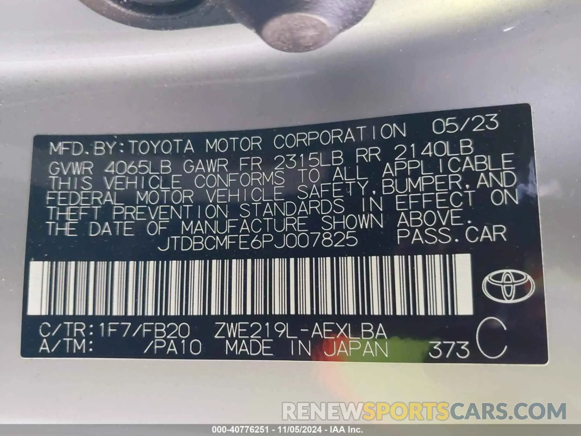 9 Photograph of a damaged car JTDBCMFE6PJ007825 TOYOTA COROLLA 2023