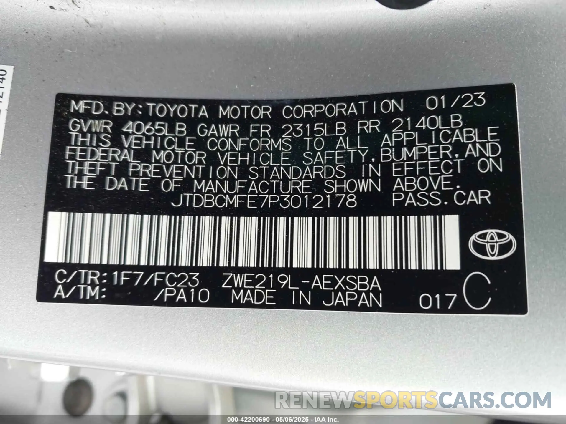 9 Photograph of a damaged car JTDBCMFE7P3012178 TOYOTA COROLLA 2023