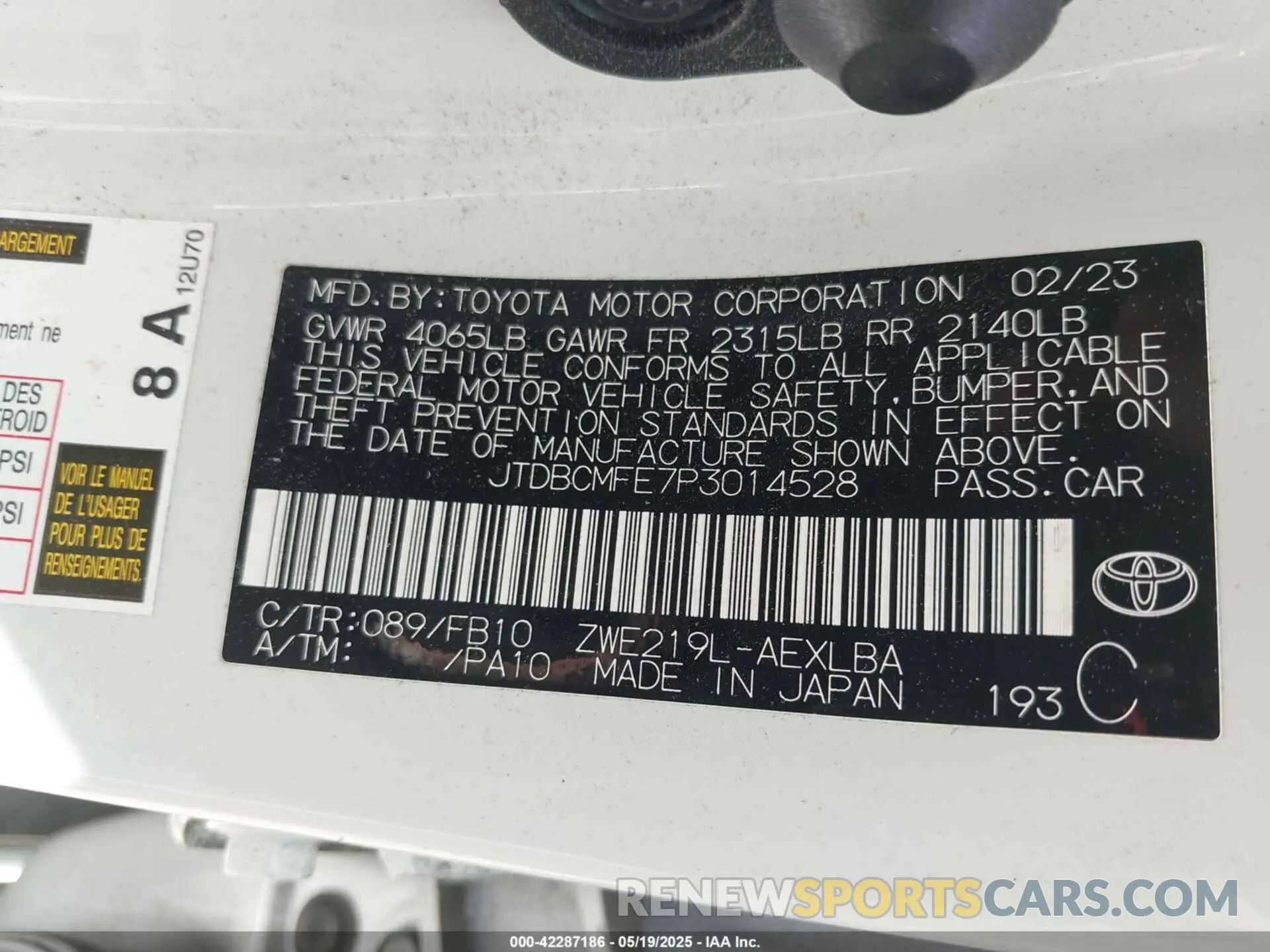 9 Photograph of a damaged car JTDBCMFE7P3014528 TOYOTA COROLLA 2023