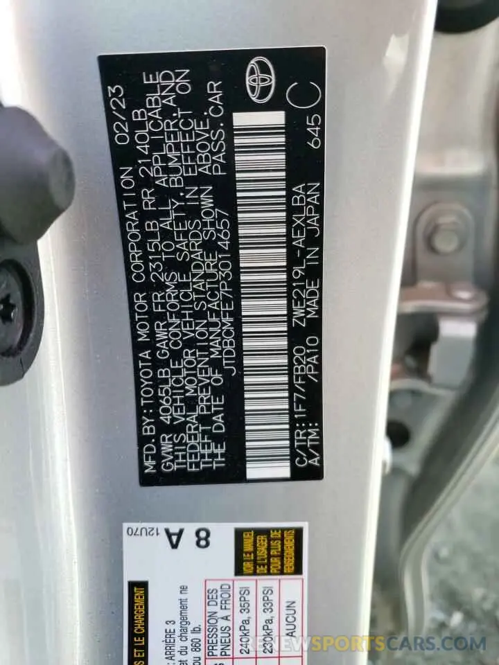 13 Photograph of a damaged car JTDBCMFE7P3014657 TOYOTA COROLLA 2023