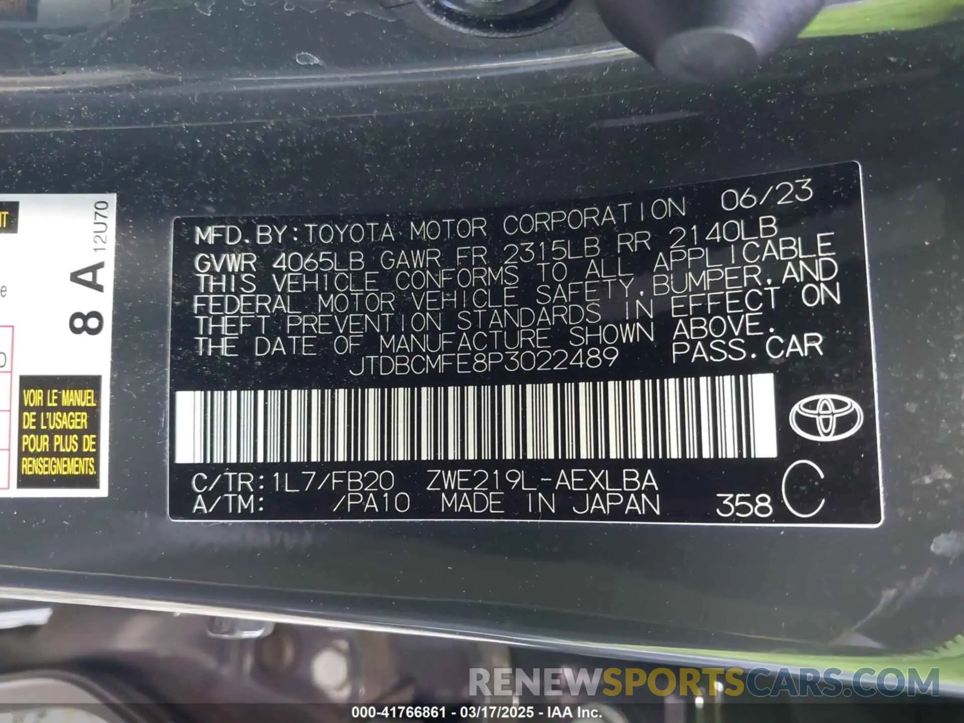 9 Photograph of a damaged car JTDBCMFE8P3022489 TOYOTA COROLLA 2023