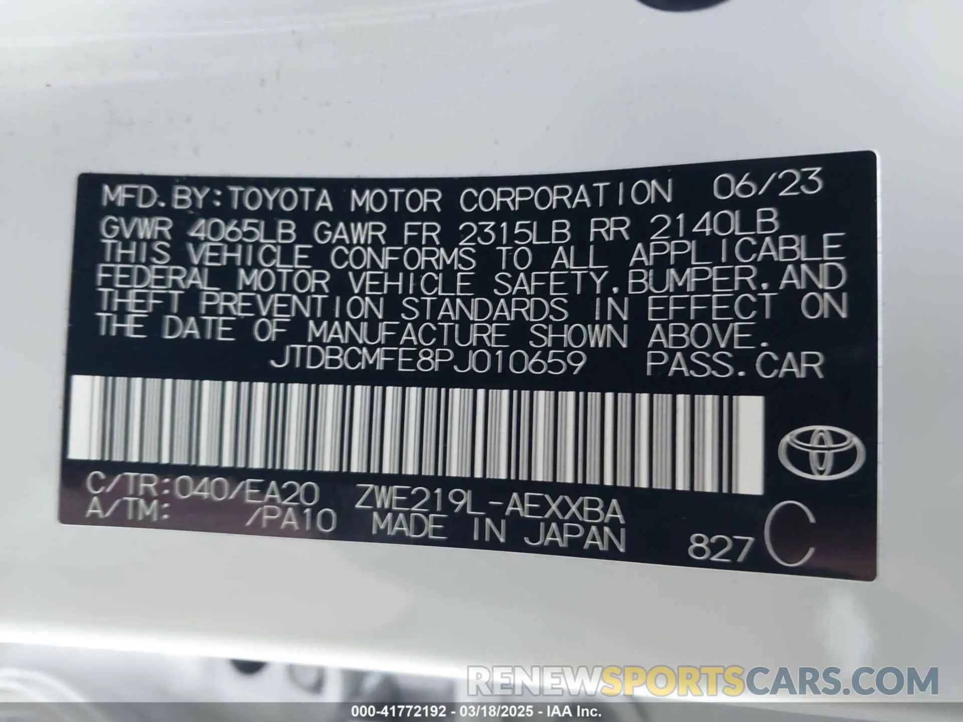 9 Photograph of a damaged car JTDBCMFE8PJ010659 TOYOTA COROLLA 2023
