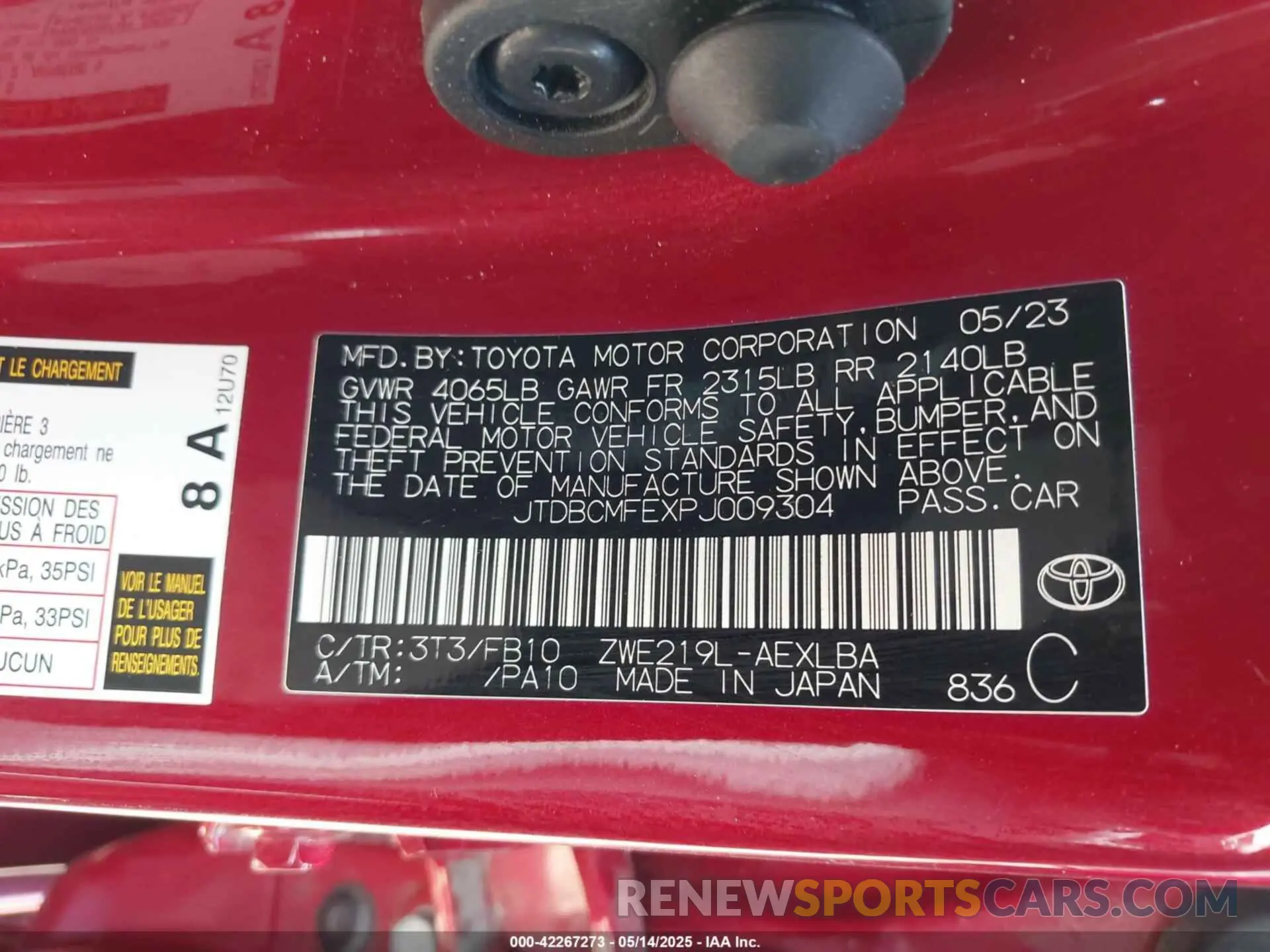 9 Photograph of a damaged car JTDBCMFEXPJ009304 TOYOTA COROLLA 2023