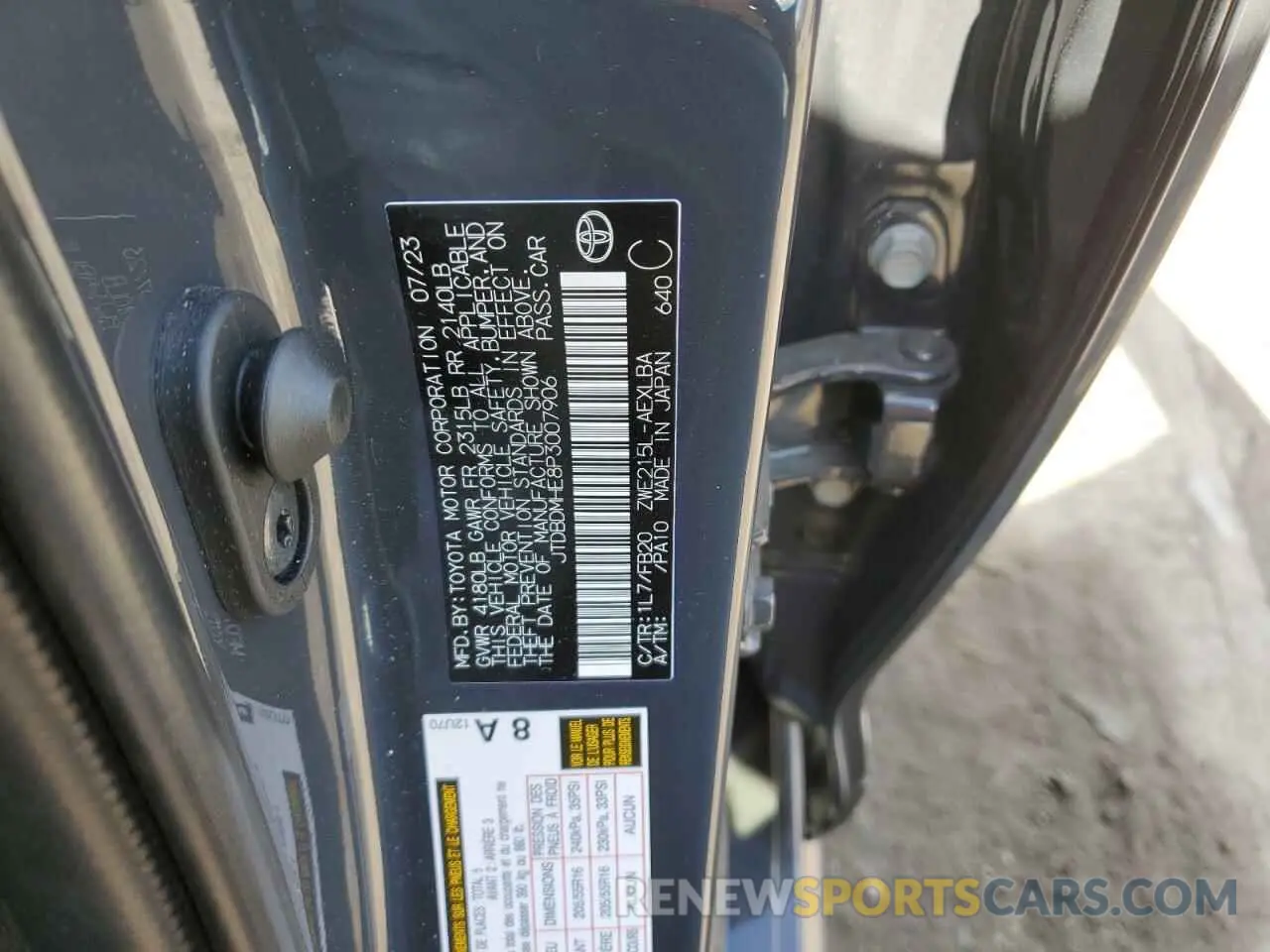 12 Photograph of a damaged car JTDBDMHE8P3007906 TOYOTA COROLLA 2023