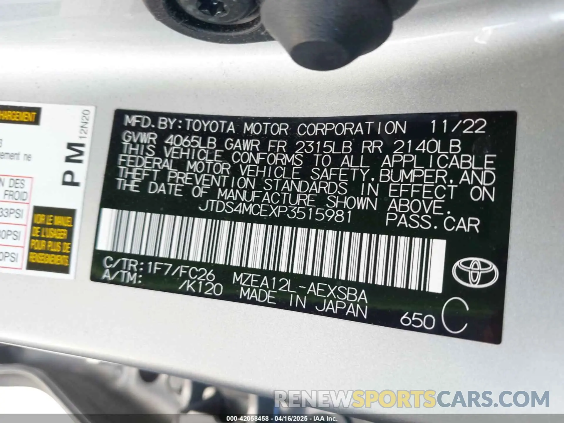 9 Photograph of a damaged car JTDS4MCEXP3515981 TOYOTA COROLLA 2023
