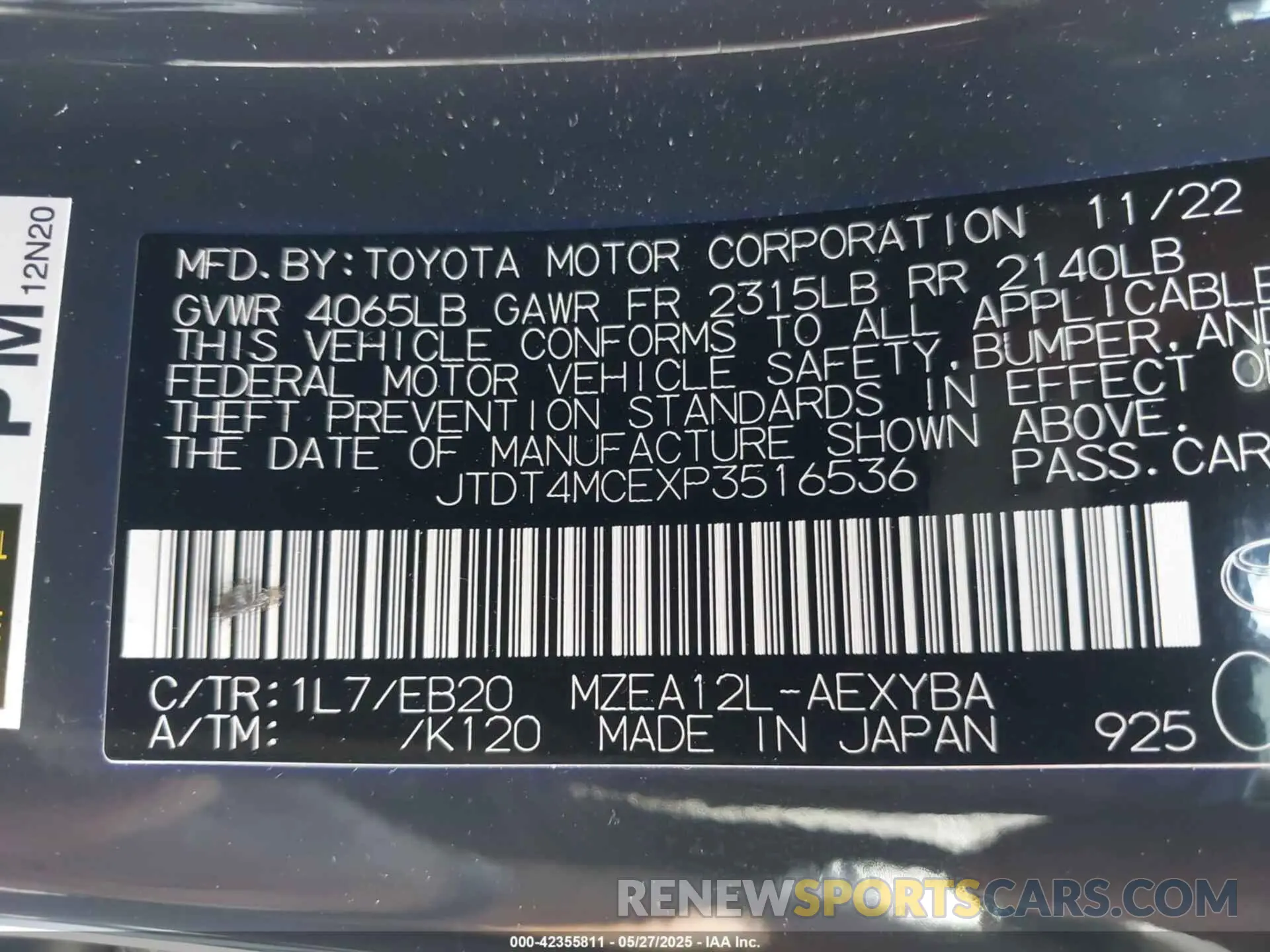 9 Photograph of a damaged car JTDT4MCEXP3516536 TOYOTA COROLLA 2023