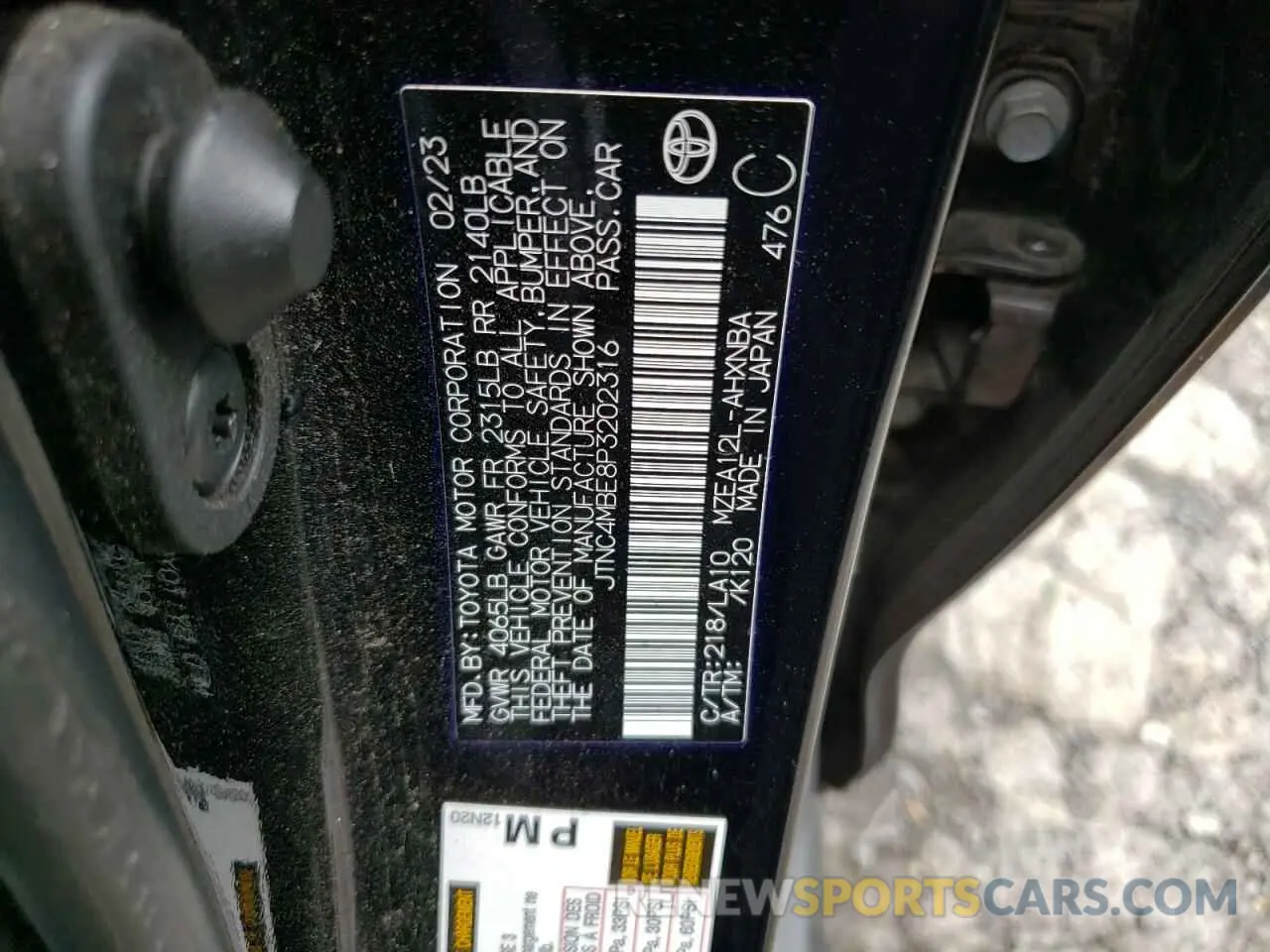 12 Photograph of a damaged car JTNC4MBE8P3202316 TOYOTA COROLLA 2023