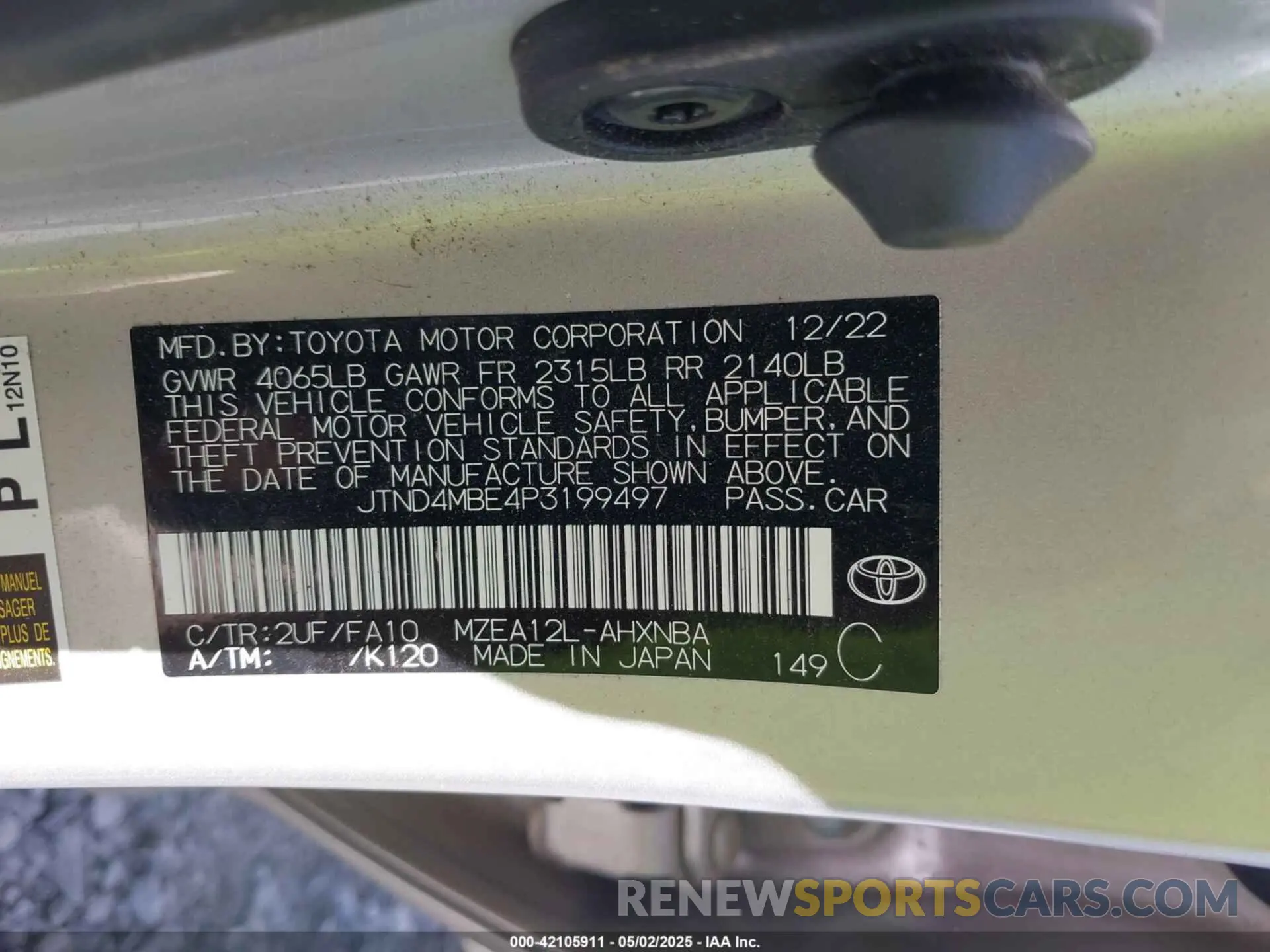 9 Photograph of a damaged car JTND4MBE4P3199497 TOYOTA COROLLA 2023