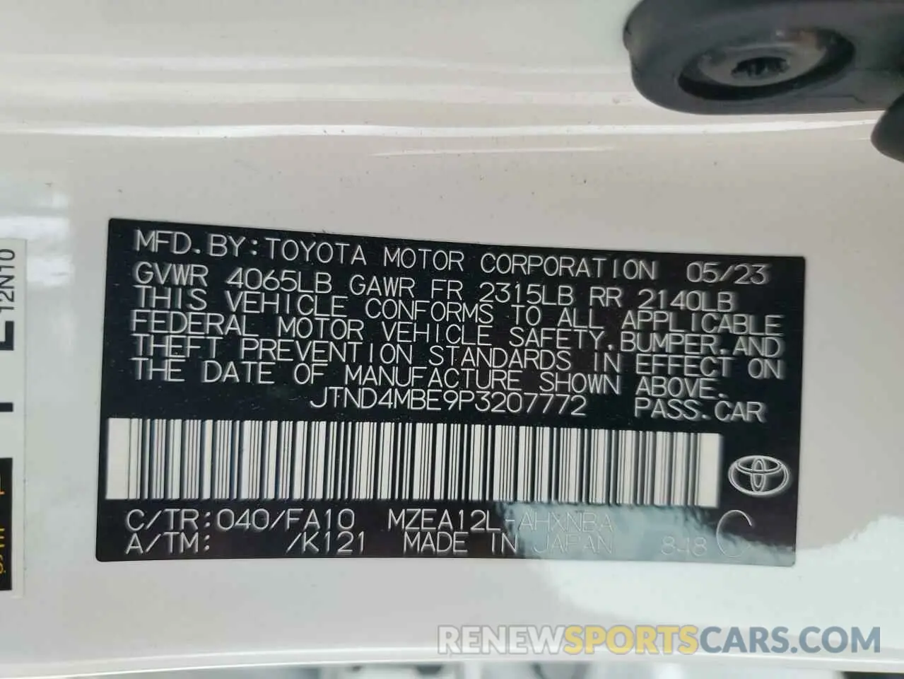 12 Photograph of a damaged car JTND4MBE9P3207772 TOYOTA COROLLA 2023