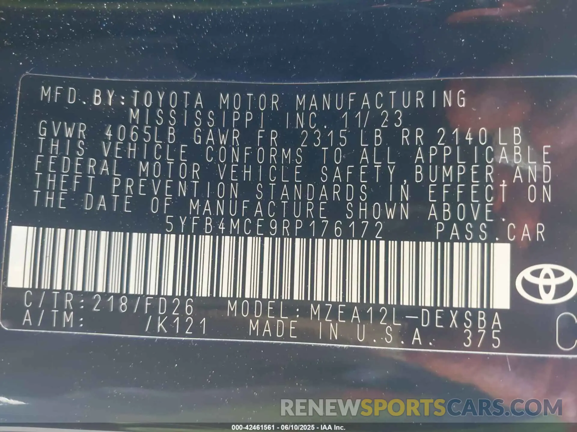 9 Photograph of a damaged car 5YFB4MCE9RP176172 TOYOTA COROLLA 2024