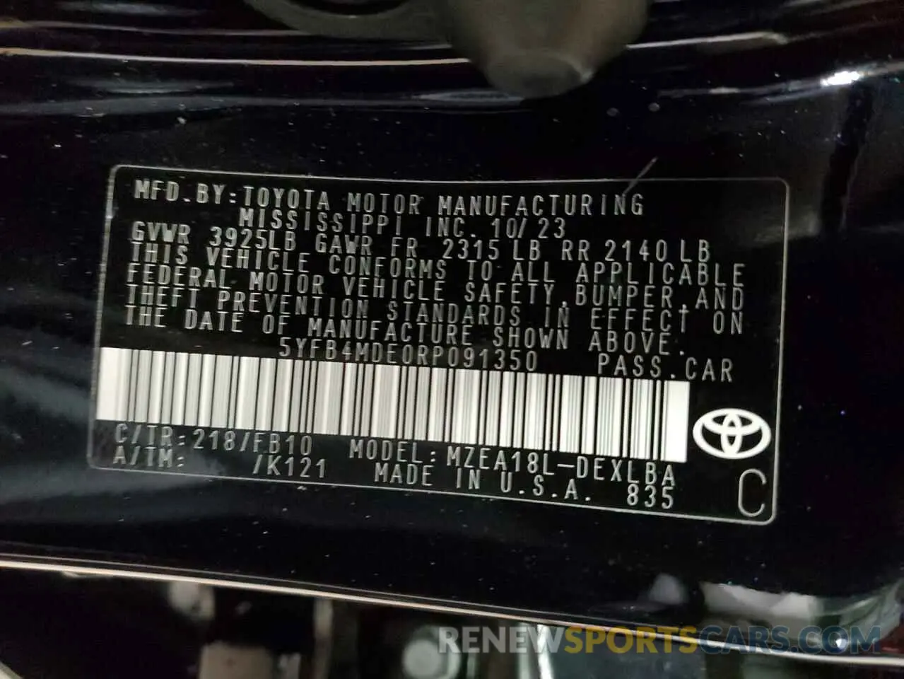 13 Photograph of a damaged car 5YFB4MDE0RP091350 TOYOTA COROLLA 2024
