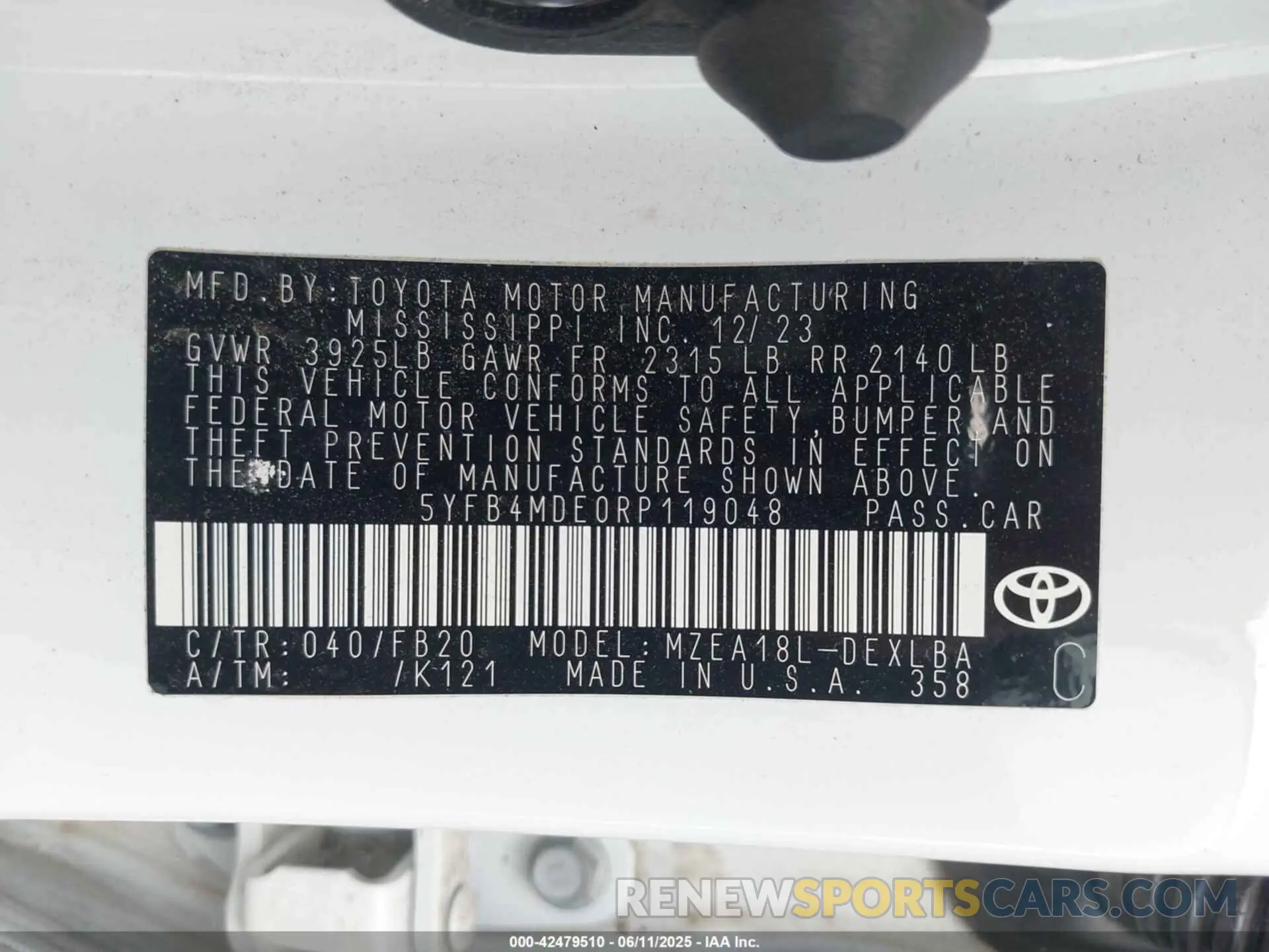 9 Photograph of a damaged car 5YFB4MDE0RP119048 TOYOTA COROLLA 2024