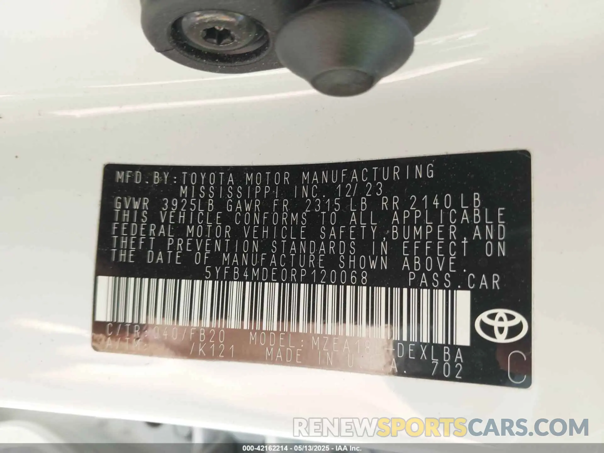 9 Photograph of a damaged car 5YFB4MDE0RP120068 TOYOTA COROLLA 2024