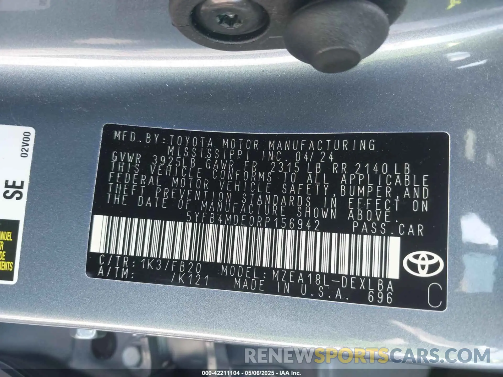 9 Photograph of a damaged car 5YFB4MDE0RP156942 TOYOTA COROLLA 2024