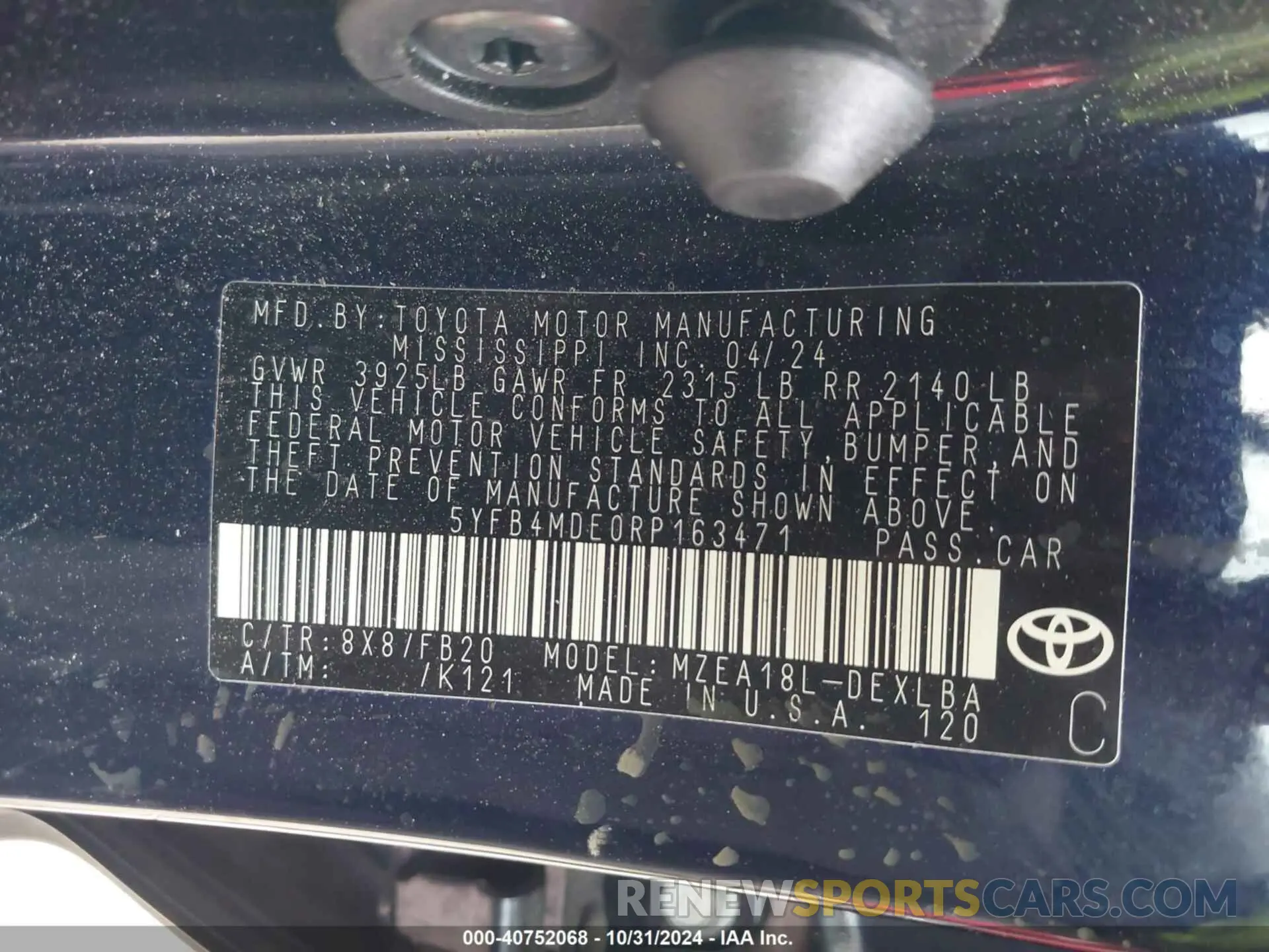 9 Photograph of a damaged car 5YFB4MDE0RP163471 TOYOTA COROLLA 2024
