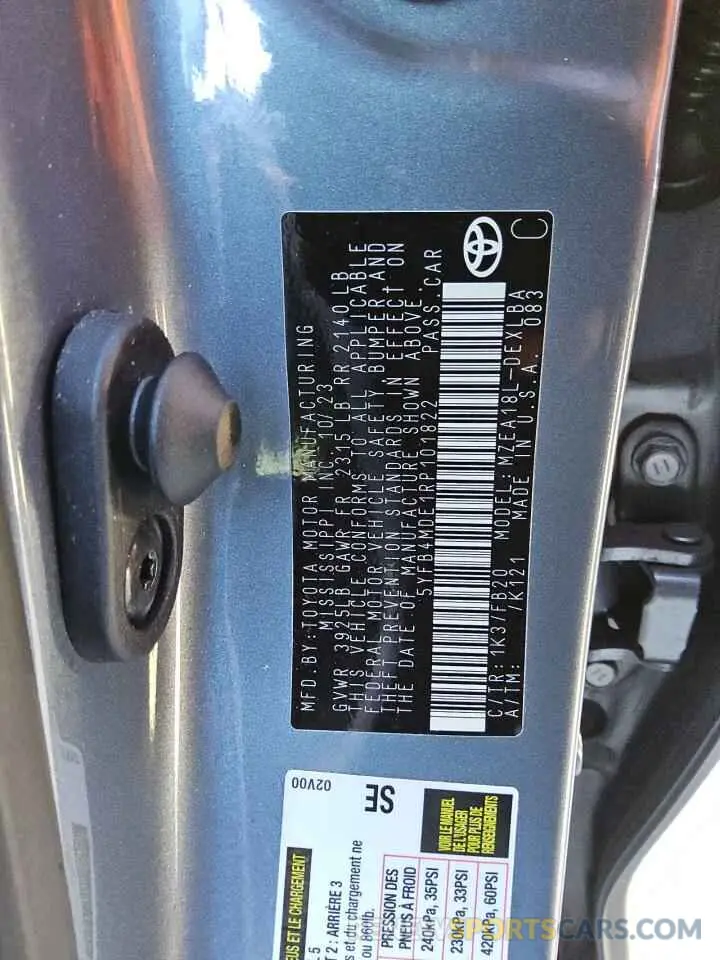 12 Photograph of a damaged car 5YFB4MDE1RP101822 TOYOTA COROLLA 2024