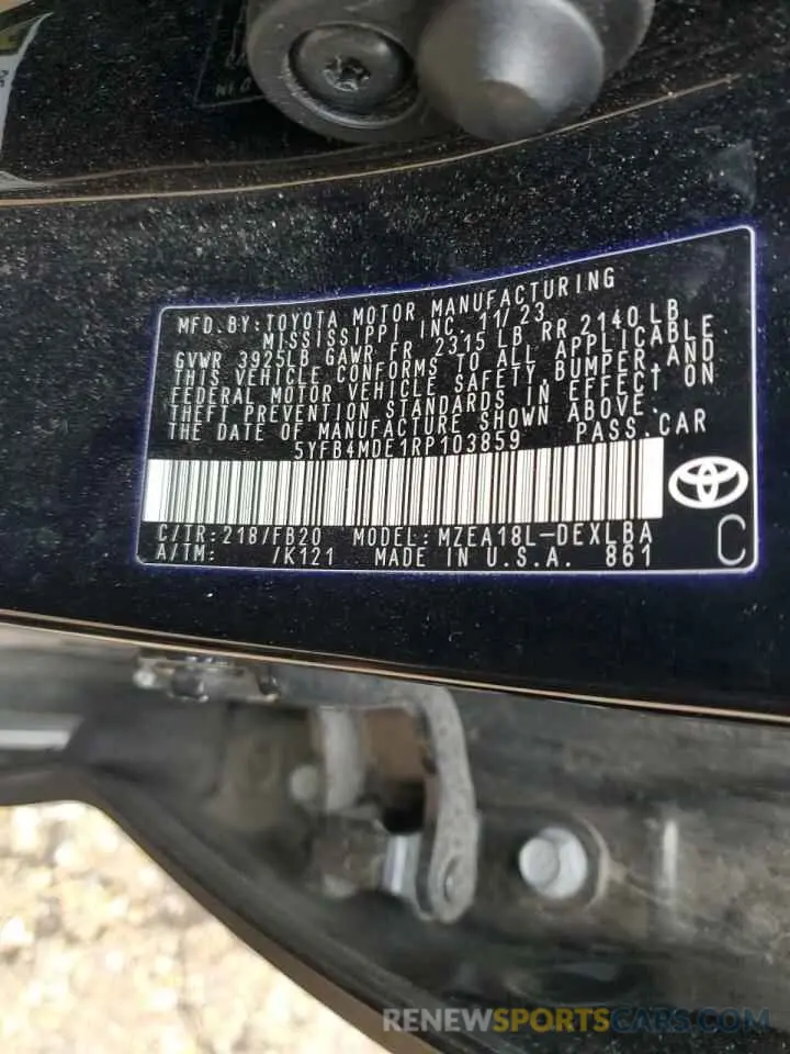 12 Photograph of a damaged car 5YFB4MDE1RP103859 TOYOTA COROLLA 2024