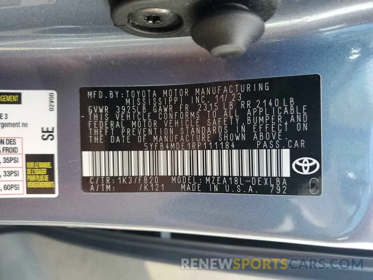 12 Photograph of a damaged car 5YFB4MDE1RP111184 TOYOTA COROLLA 2024