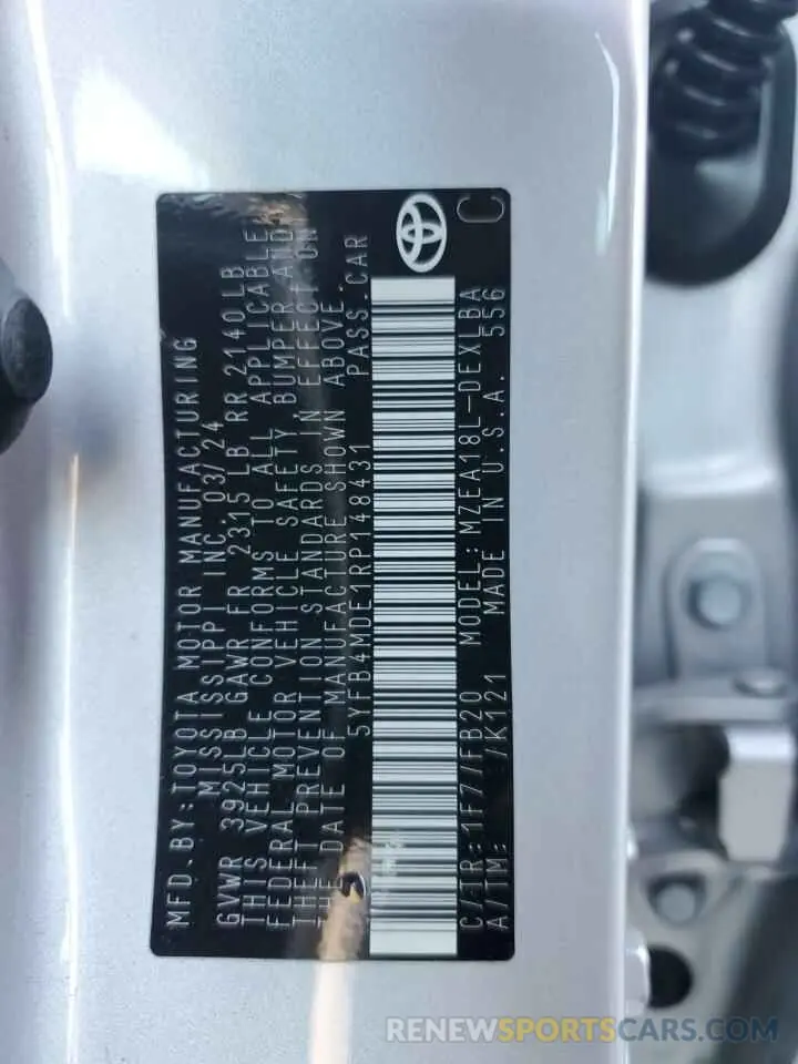 13 Photograph of a damaged car 5YFB4MDE1RP148431 TOYOTA COROLLA 2024