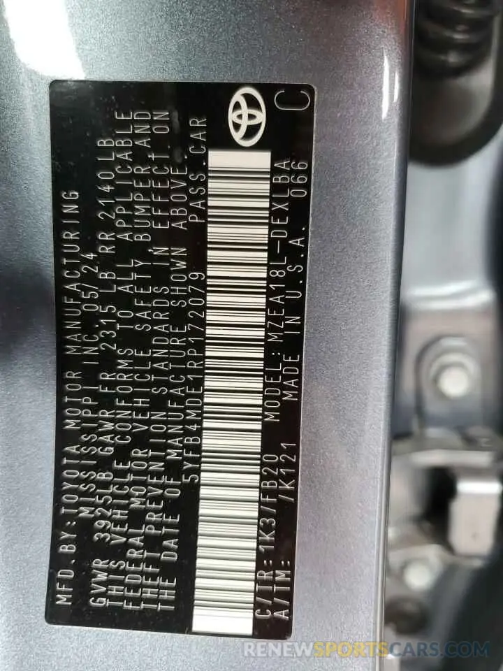 13 Photograph of a damaged car 5YFB4MDE1RP172079 TOYOTA COROLLA 2024