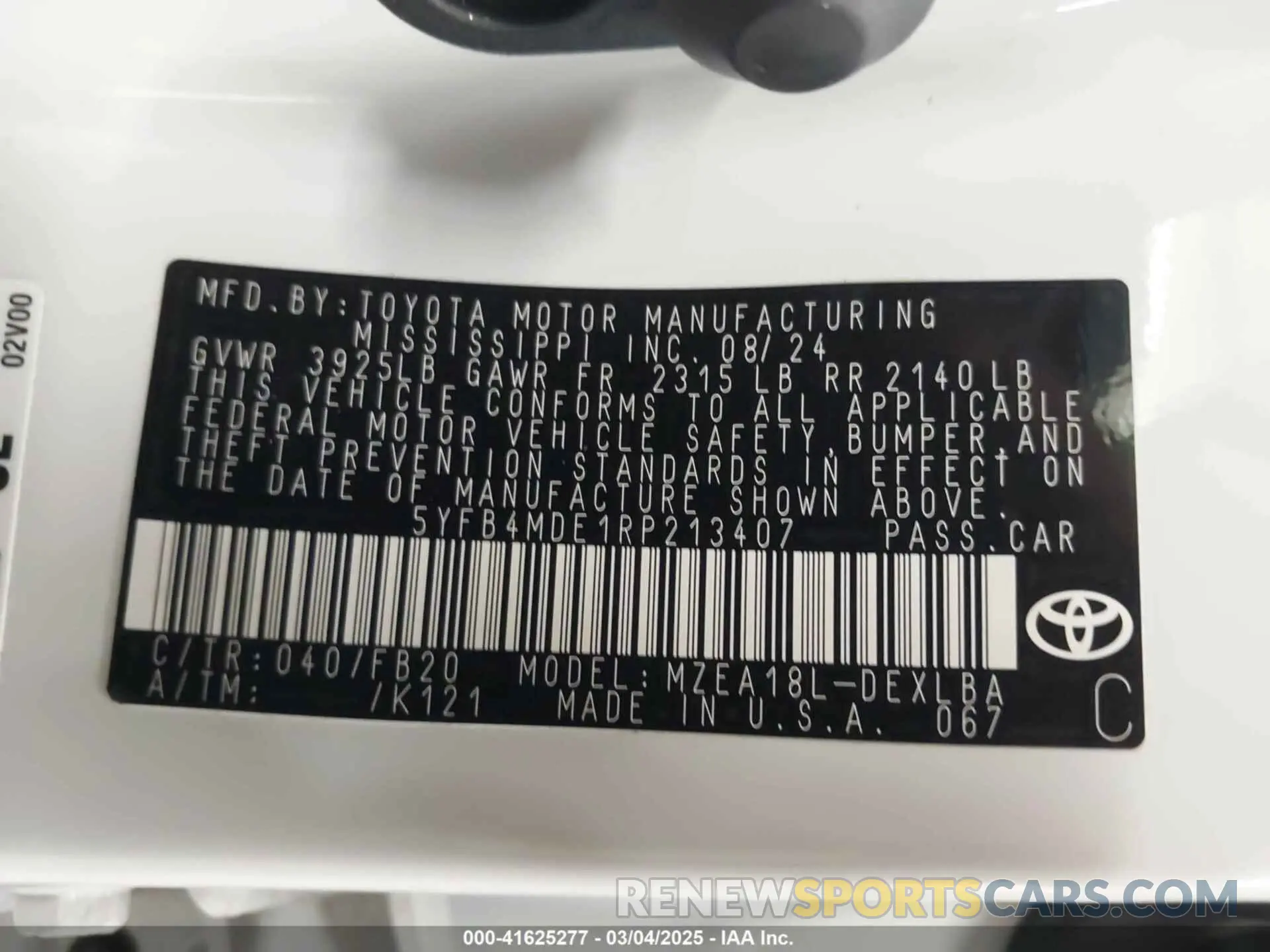 9 Photograph of a damaged car 5YFB4MDE1RP213407 TOYOTA COROLLA 2024