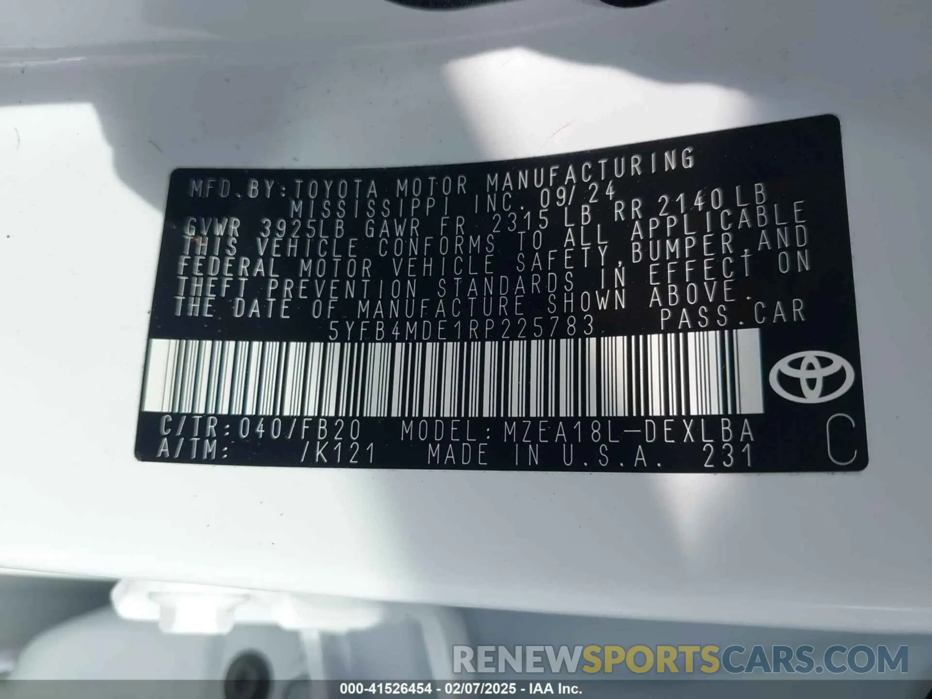 9 Photograph of a damaged car 5YFB4MDE1RP225783 TOYOTA COROLLA 2024