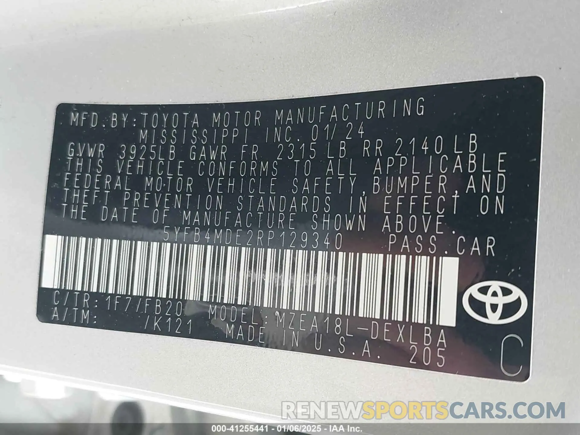 9 Photograph of a damaged car 5YFB4MDE2RP129340 TOYOTA COROLLA 2024