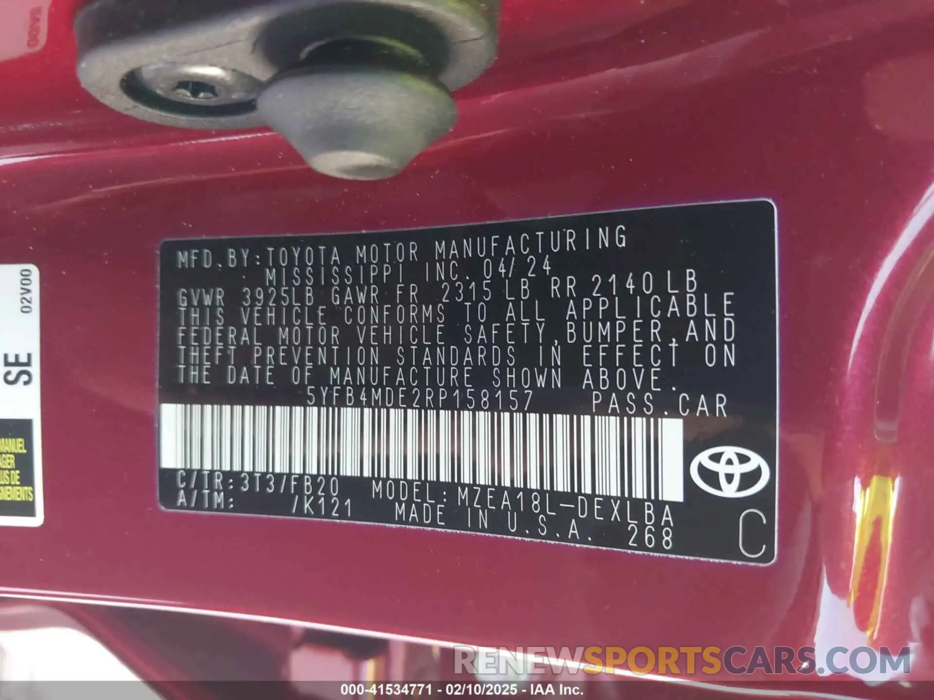 9 Photograph of a damaged car 5YFB4MDE2RP158157 TOYOTA COROLLA 2024