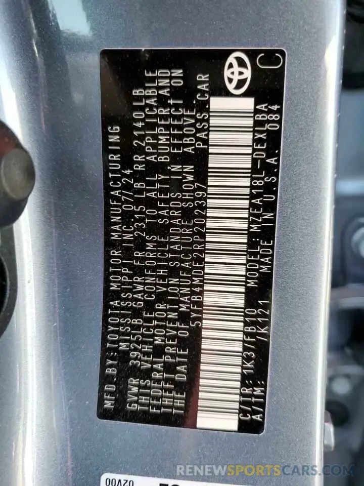 13 Photograph of a damaged car 5YFB4MDE2RP202397 TOYOTA COROLLA 2024
